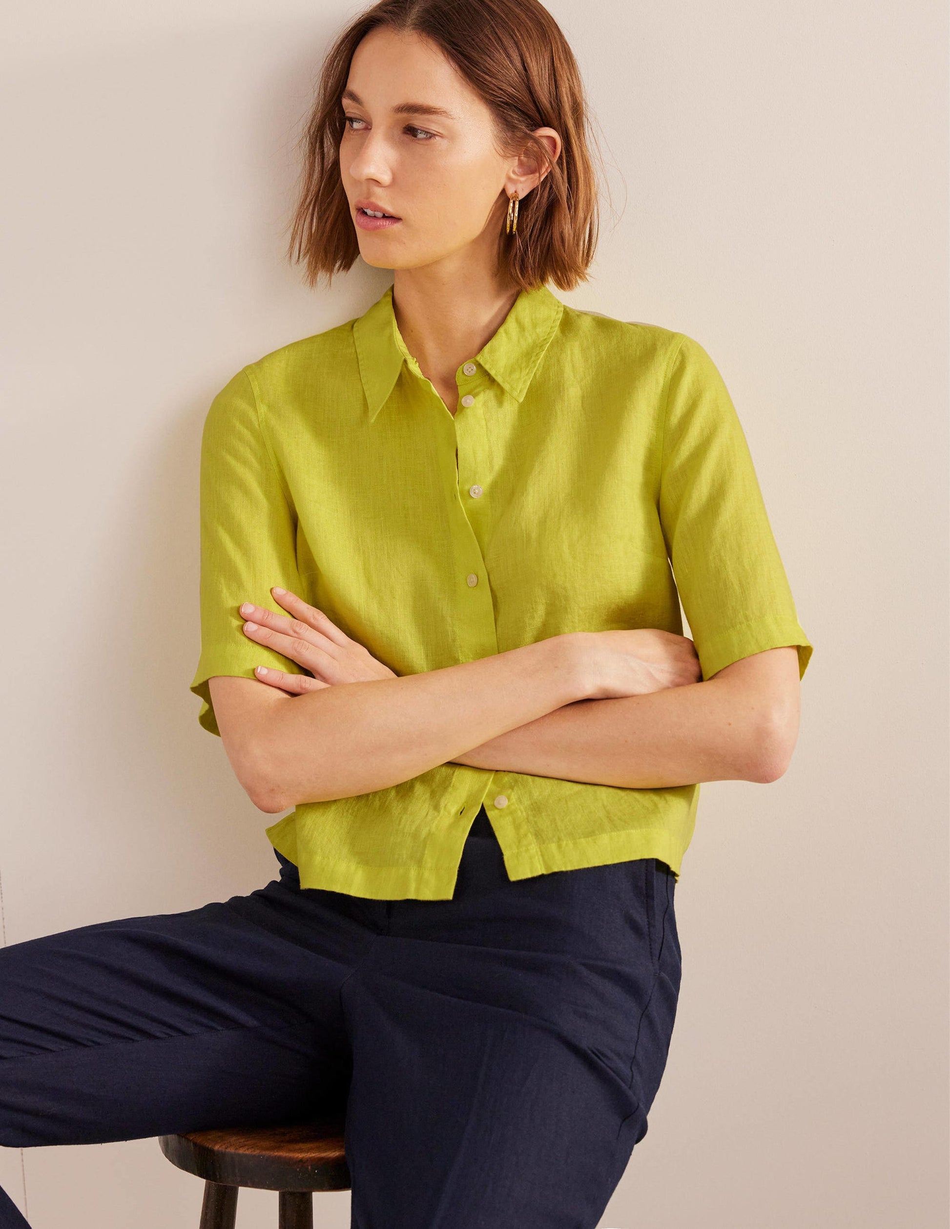 Short Sleeve Linen Shirt-Citrus-4