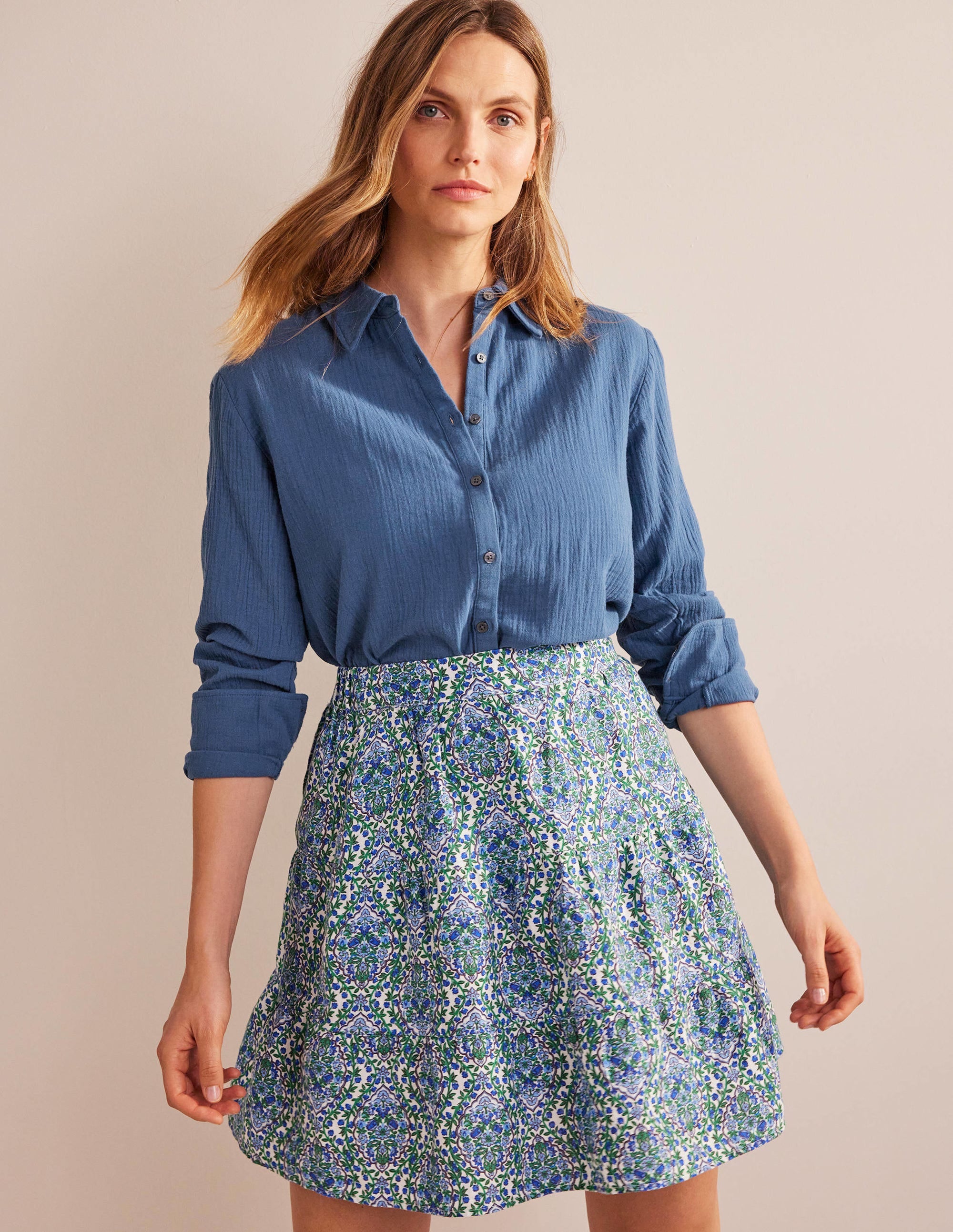 Cotton Texture Shirt-True Navy - Image 1