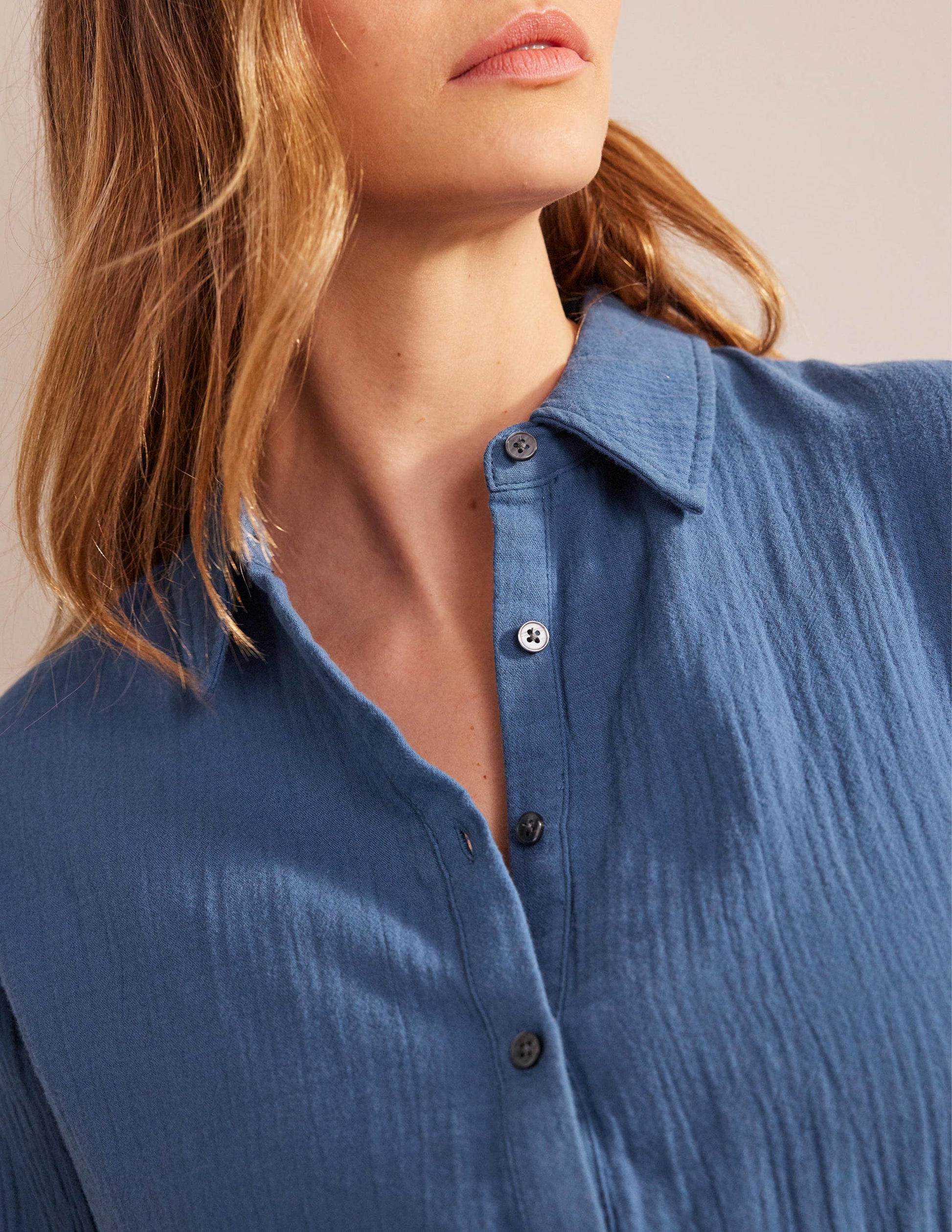 Cotton Texture Shirt-True Navy-2