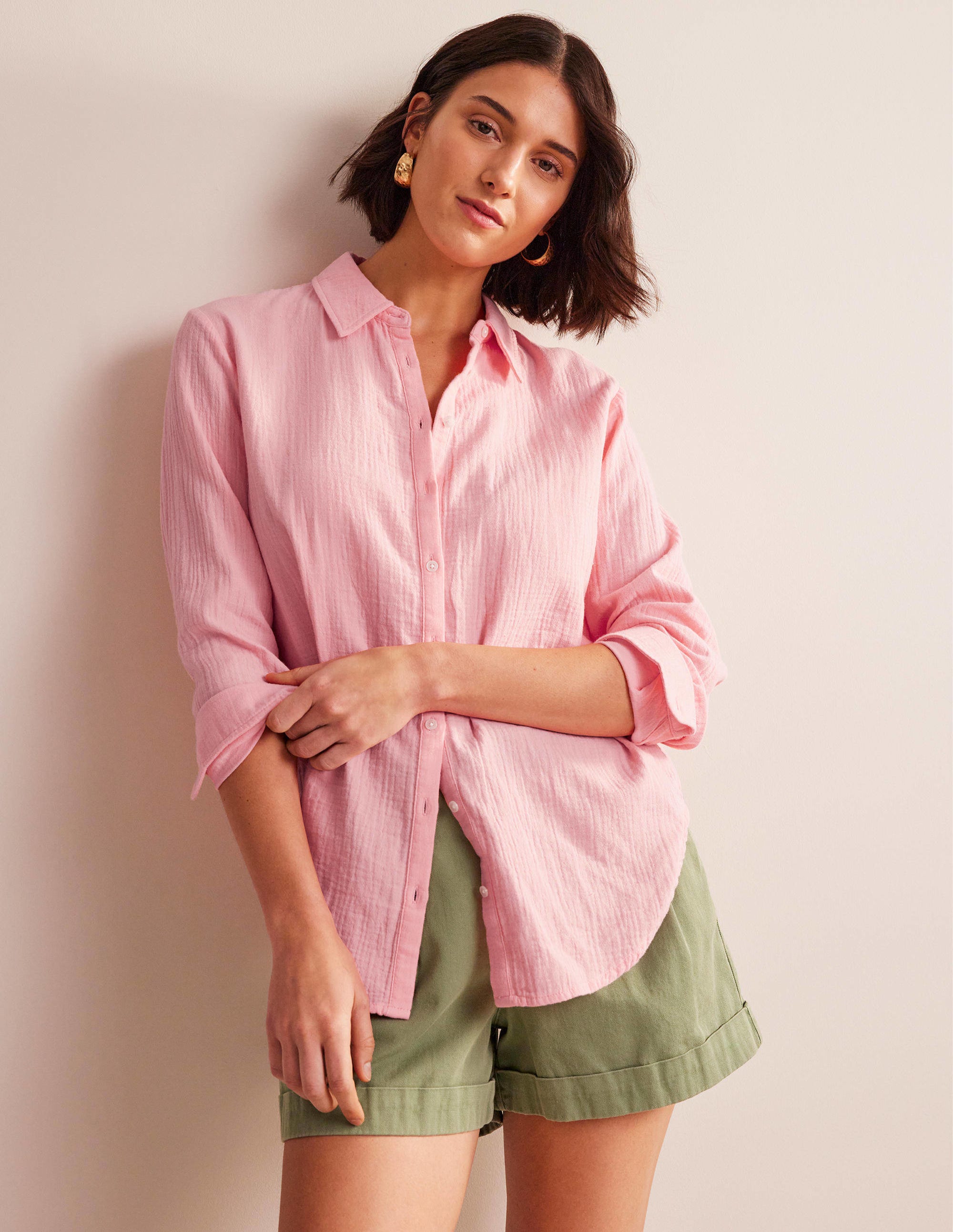 Cotton Texture Shirt-Dahlia Pink - Image 1