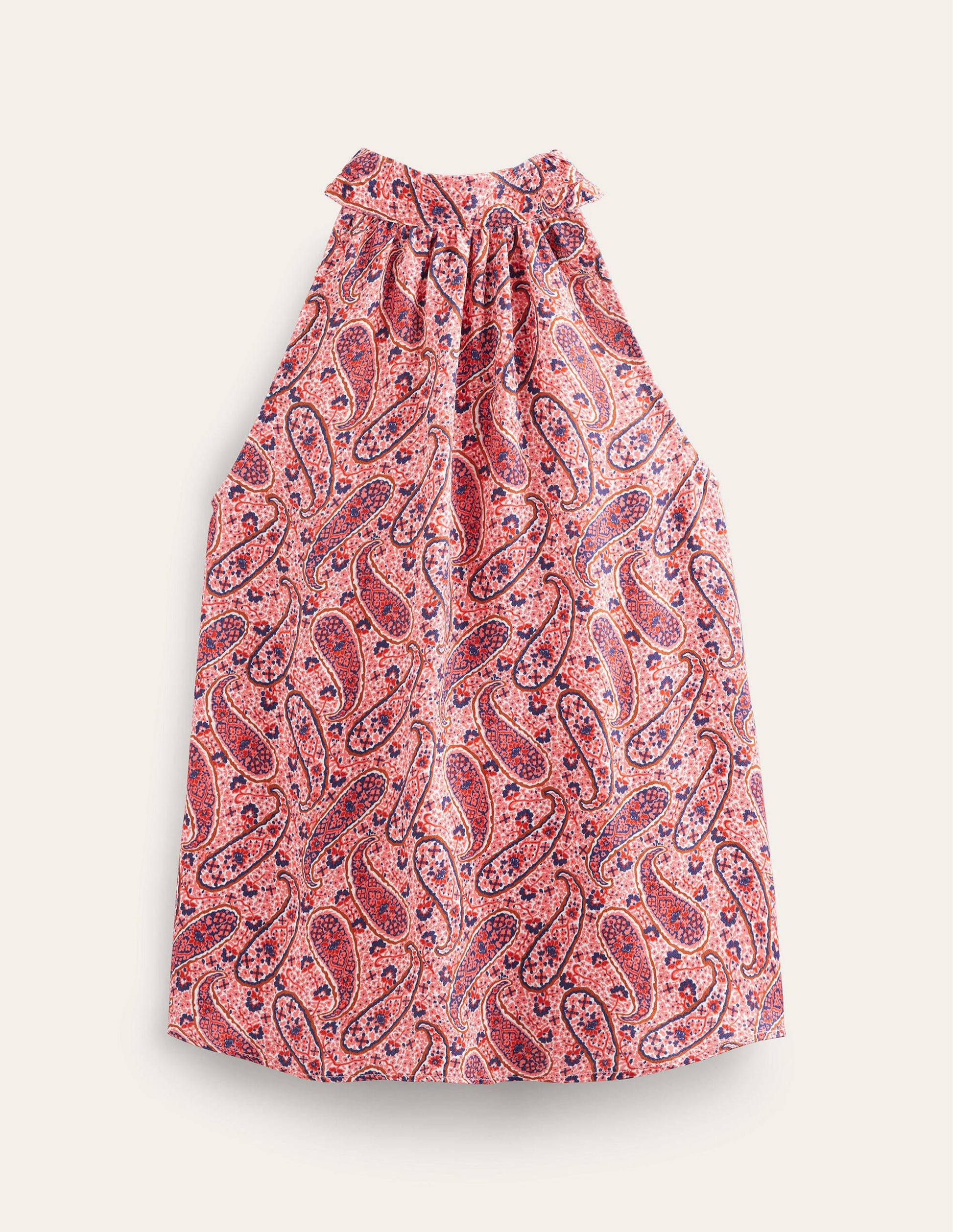 Satin Cutaway Top-Pink Sherbet, Paisley Bloom-5