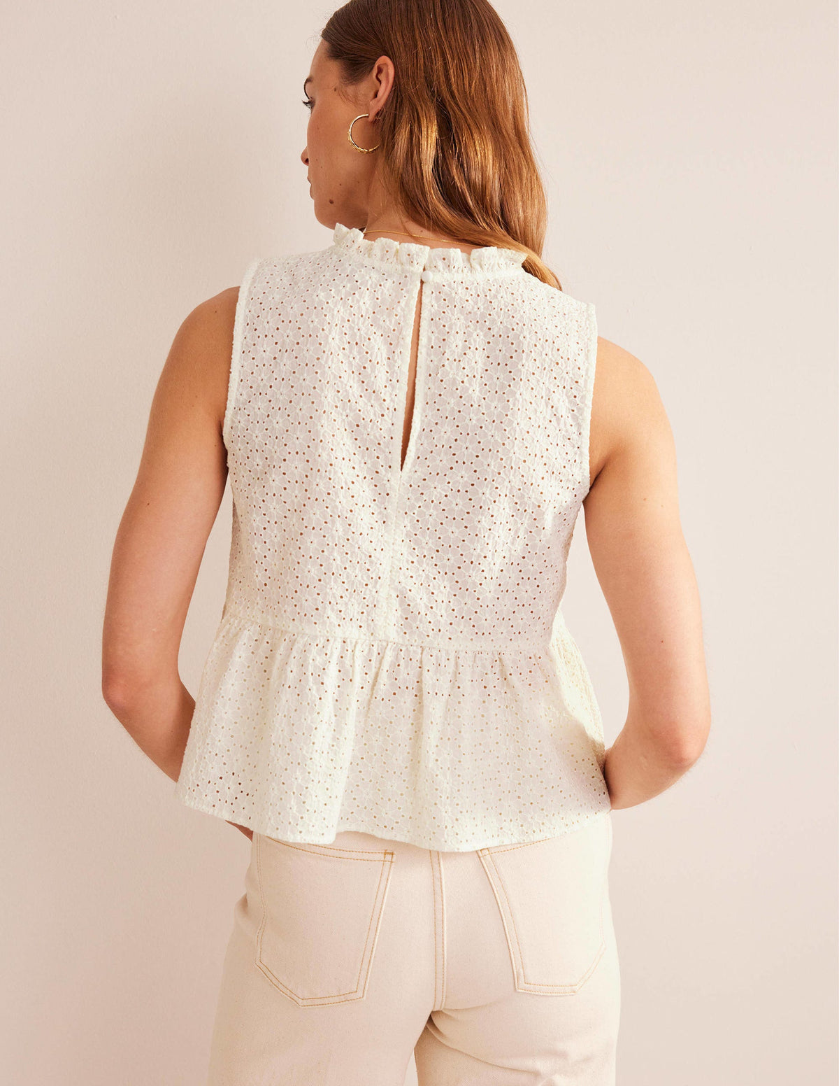 Broderie Peplum Top-Ivory-3