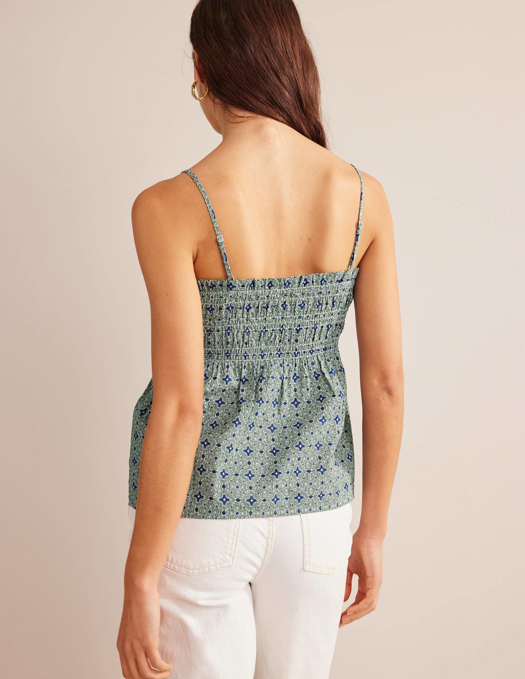 Smocked Cami Top-Reseda, Floral Tile - Image 3