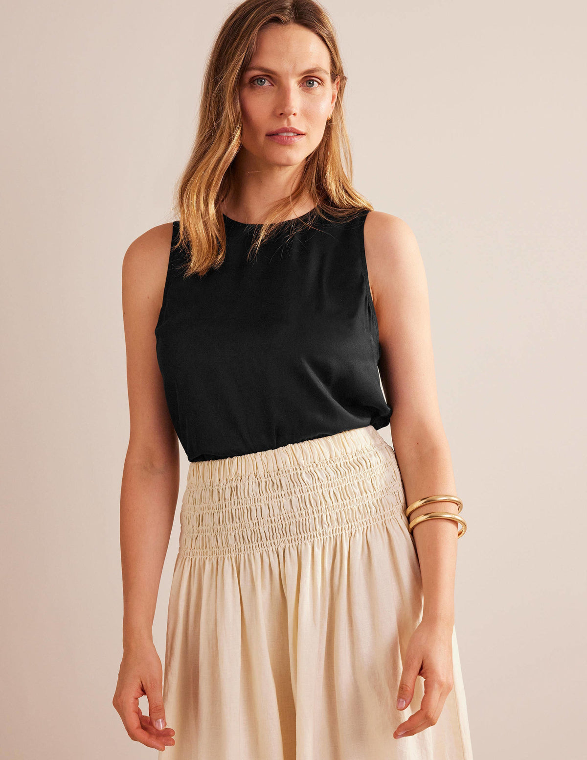 Silk Blend Shell Top-Black - Image 1