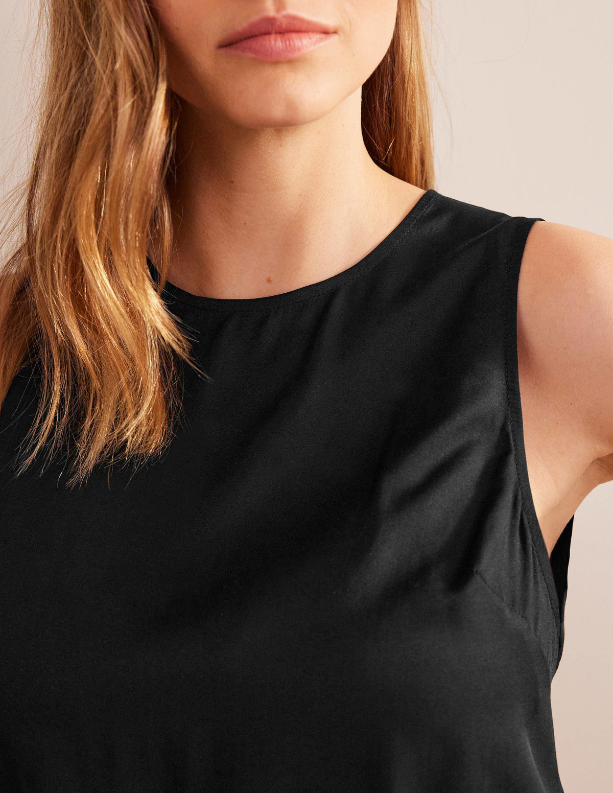 Silk Blend Shell Top-Black-2