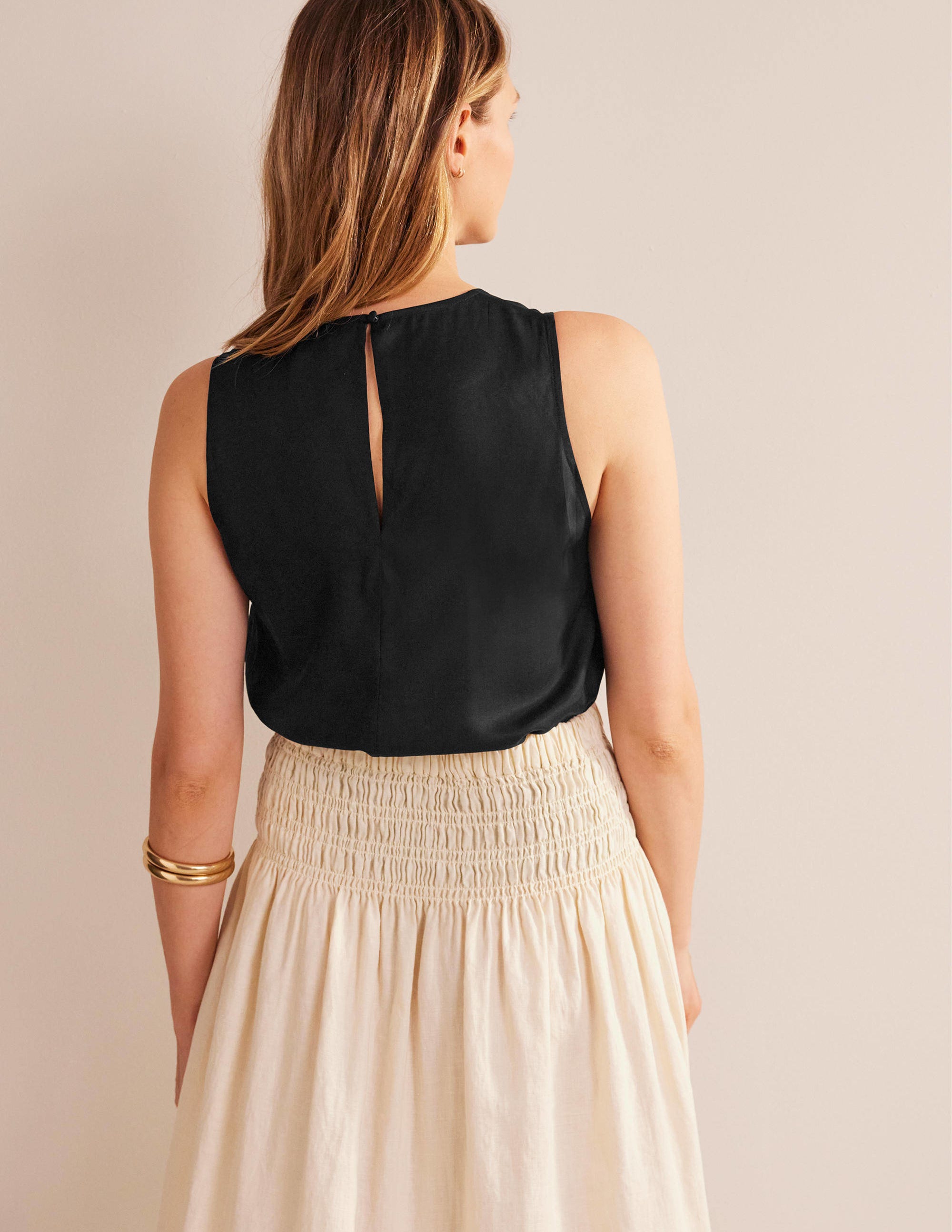 Silk Blend Shell Top-Black - Image 3
