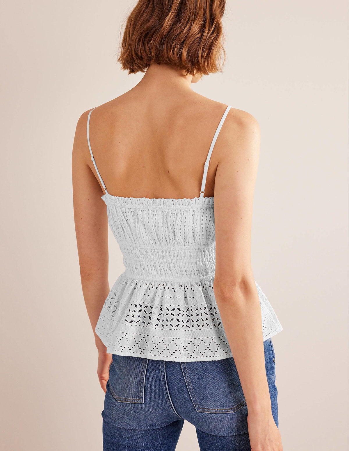 Ruched Detail Cami Top-White-3
