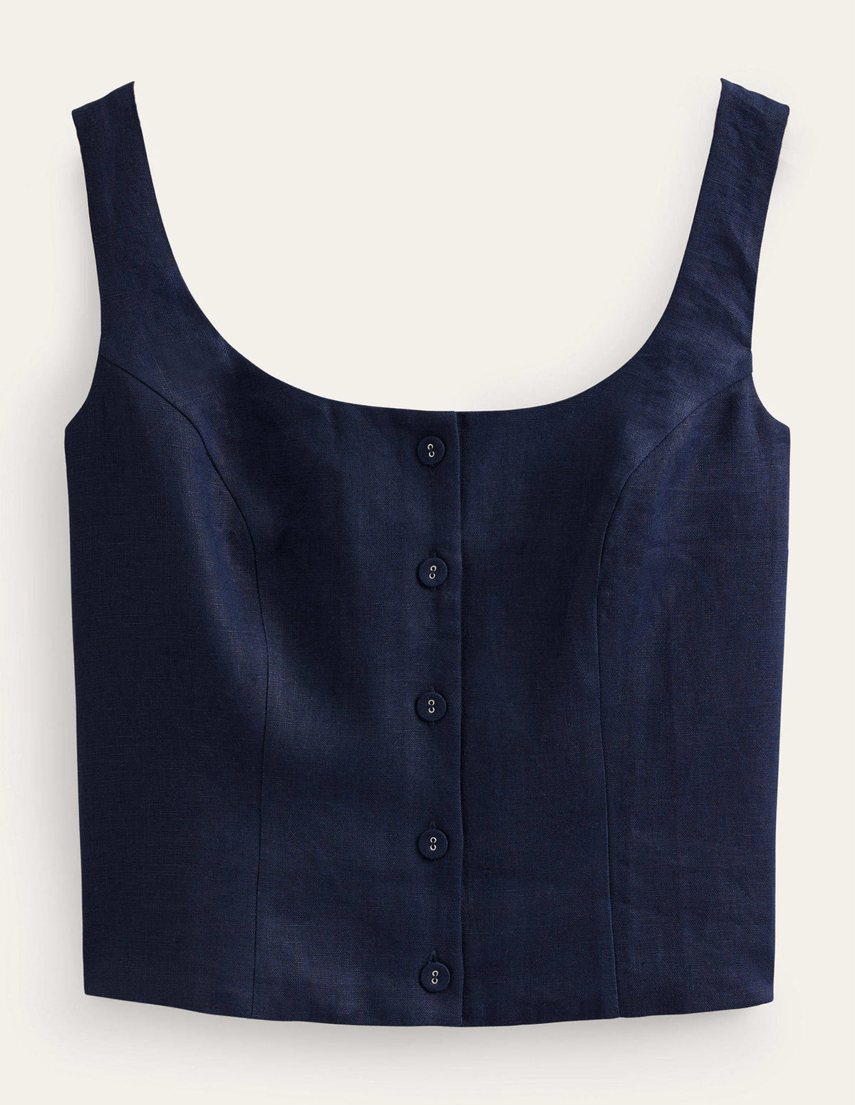 Square Neck Linen Top-Navy - Image 5