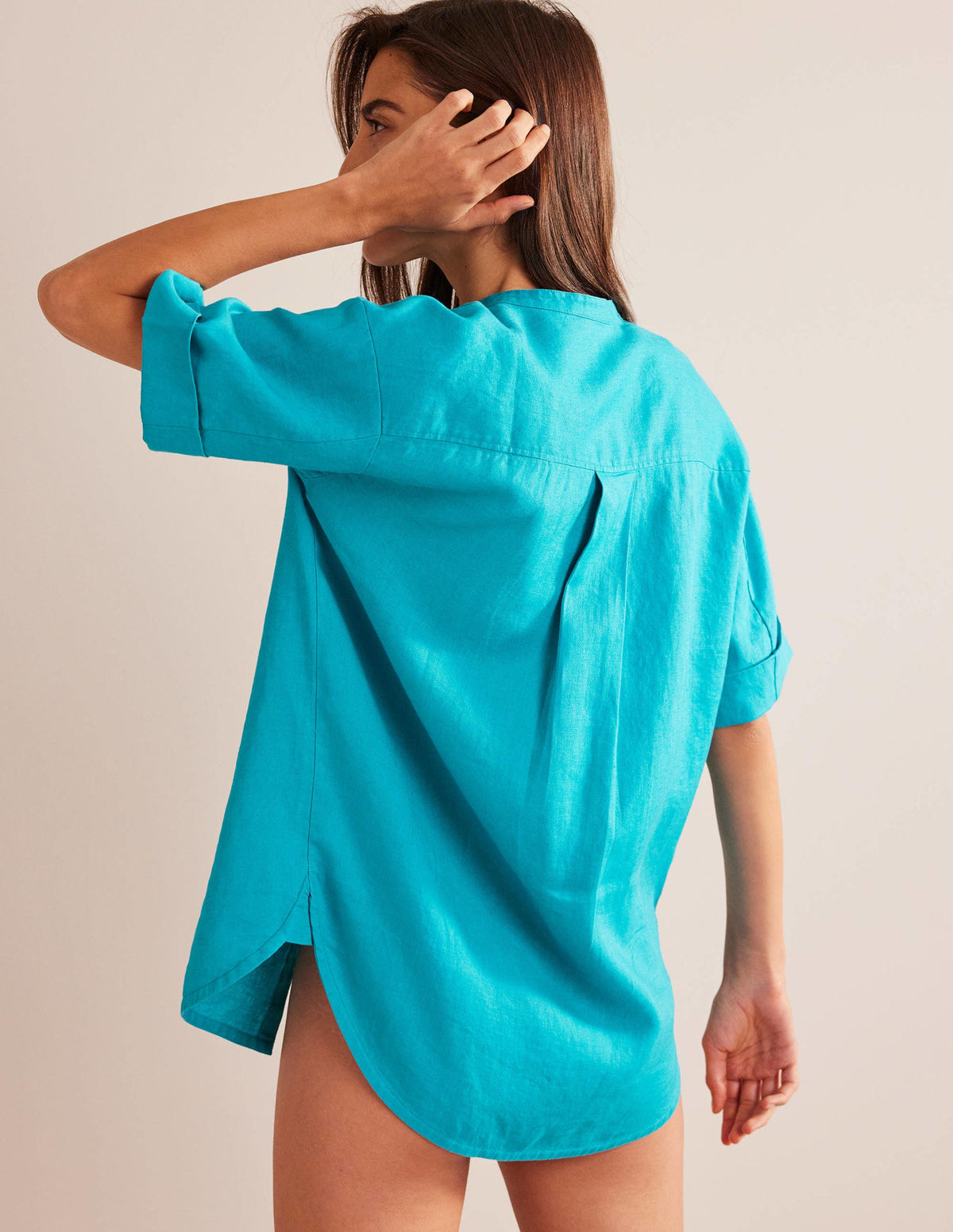 Kimono Sleeve Linen Shirt-Gemstone - Image 3
