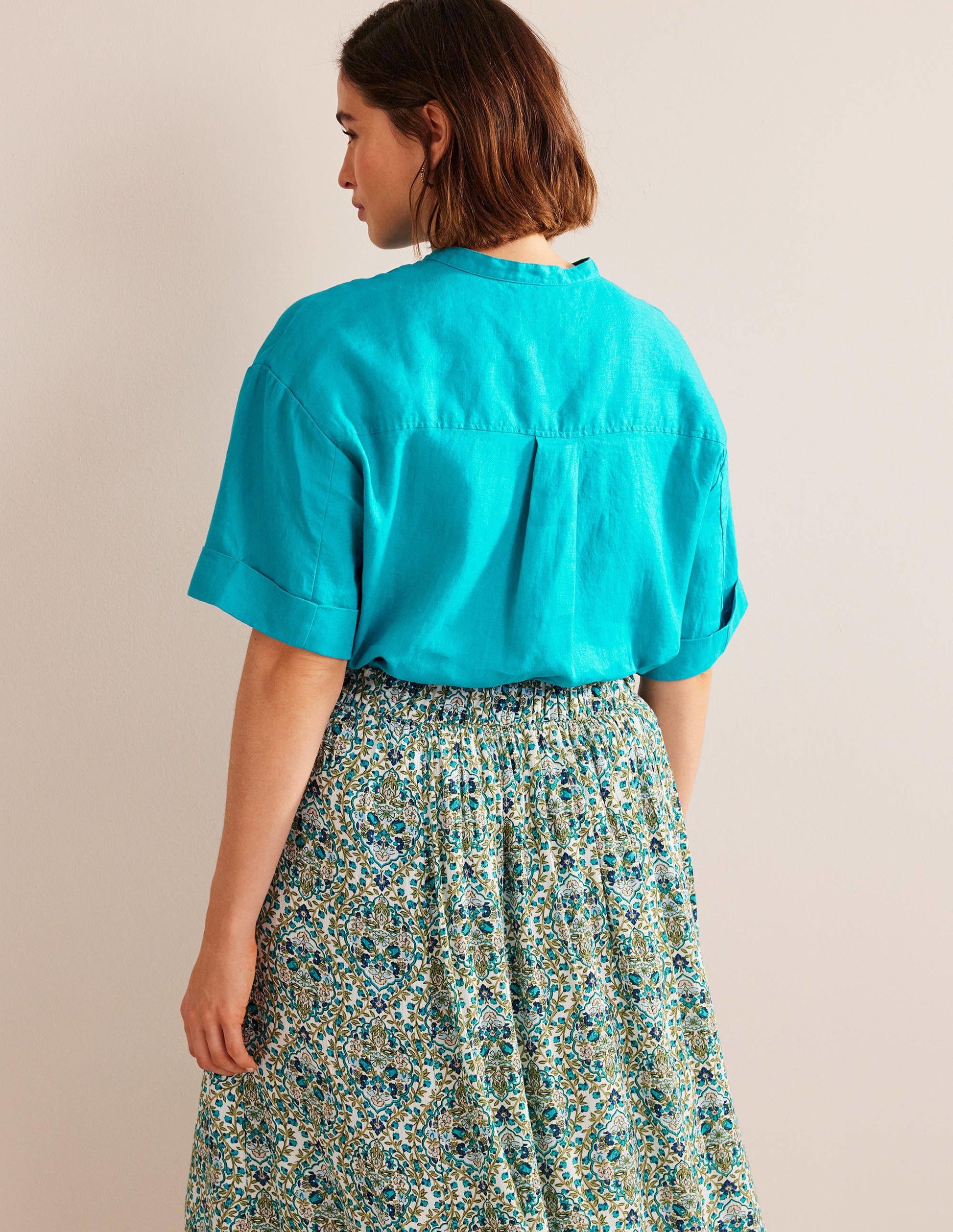 Kimono Sleeve Linen Shirt-Gemstone-6