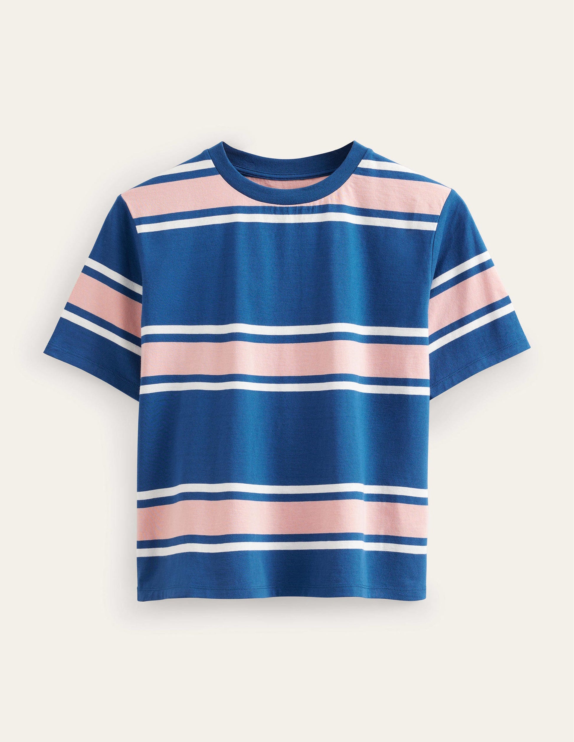 Boxy Stripe T-Shirt-Sapphire/Soft Pink Stripe-5