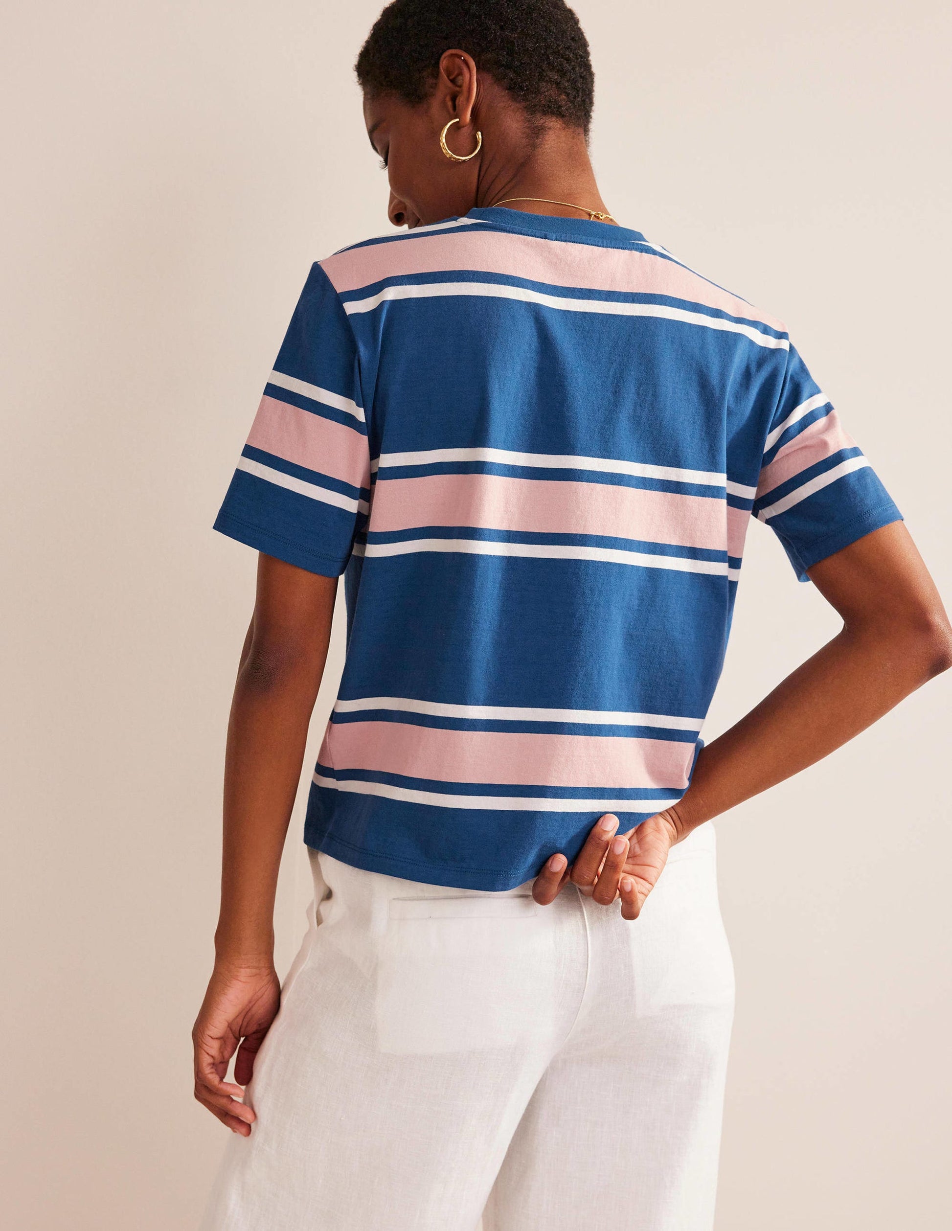 Boxy Stripe T-Shirt-Sapphire/Soft Pink Stripe-3