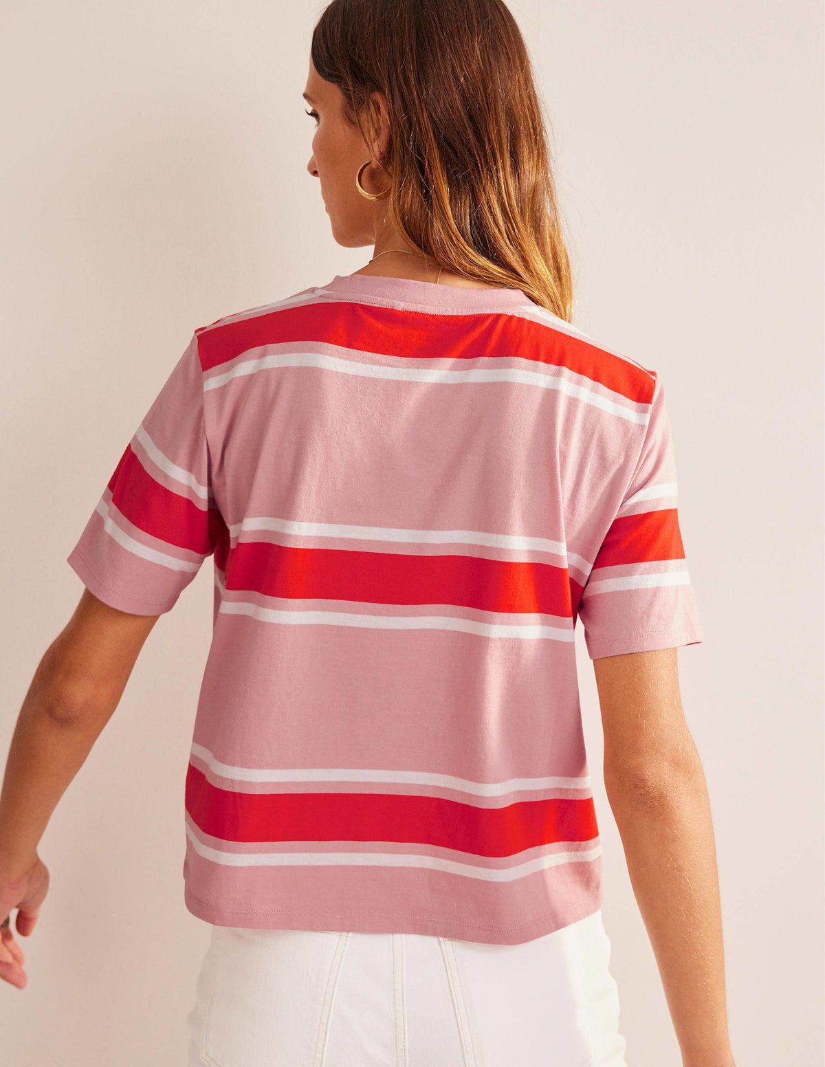 Boxy Stripe T-Shirt-Soft Pink/Orange Stripe - Image 3