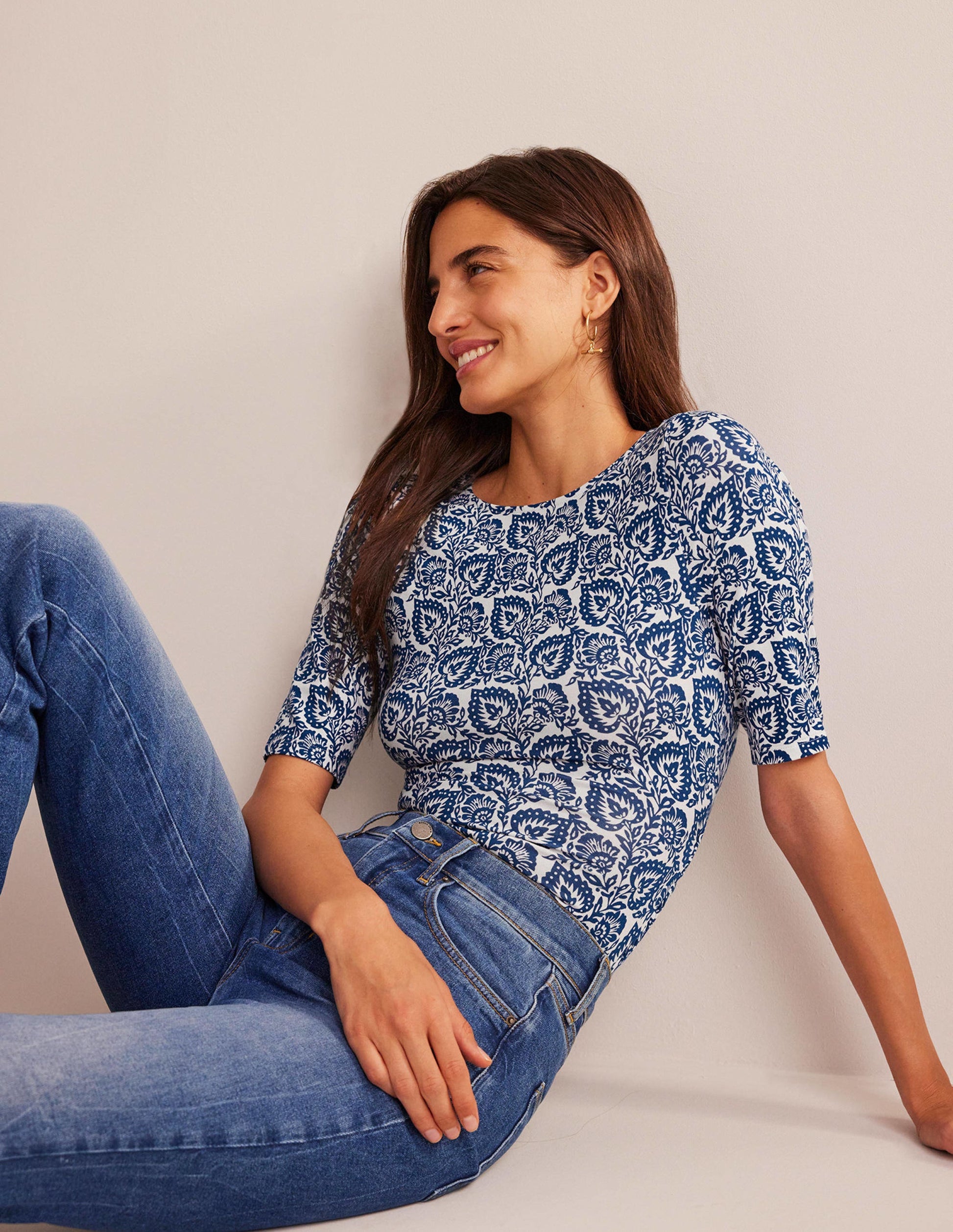 Wrap Back Jersey Top-Sapphire, Oak Terrace-1