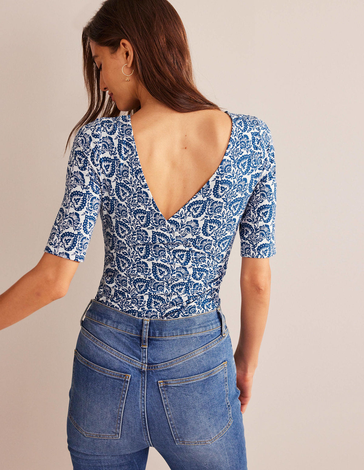 Wrap Back Jersey Top-Sapphire, Oak Terrace - Image 3