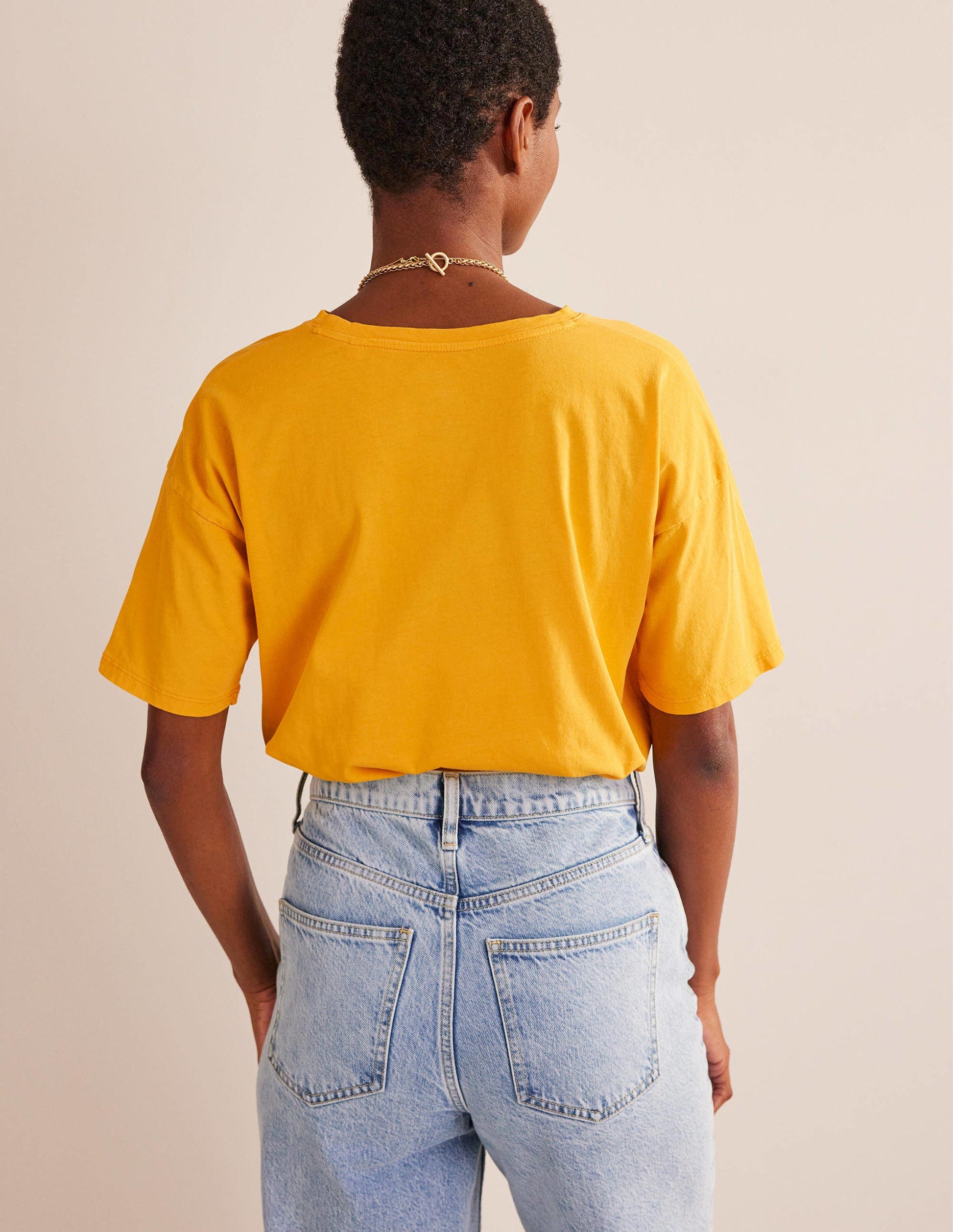 Oversized Washed T-Shirt-French Marigold-3