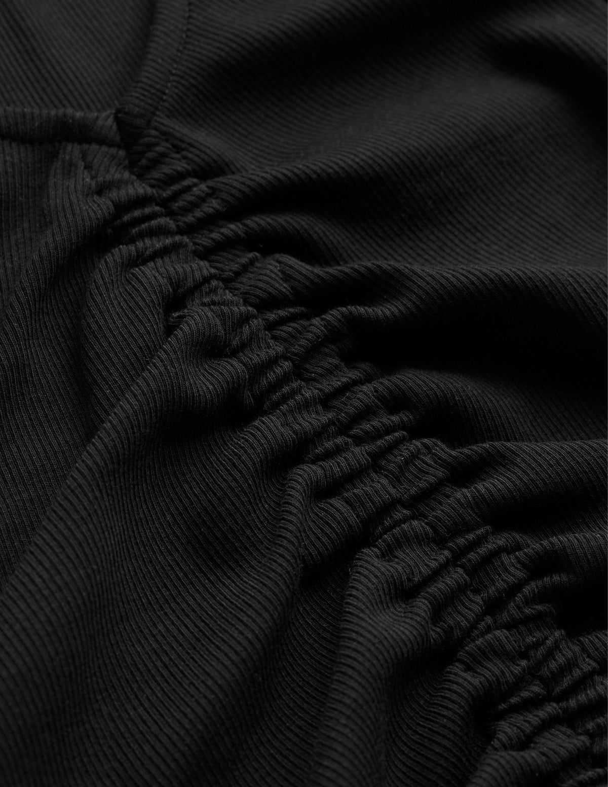 Ruched Front Rib T-shirt-Black-6