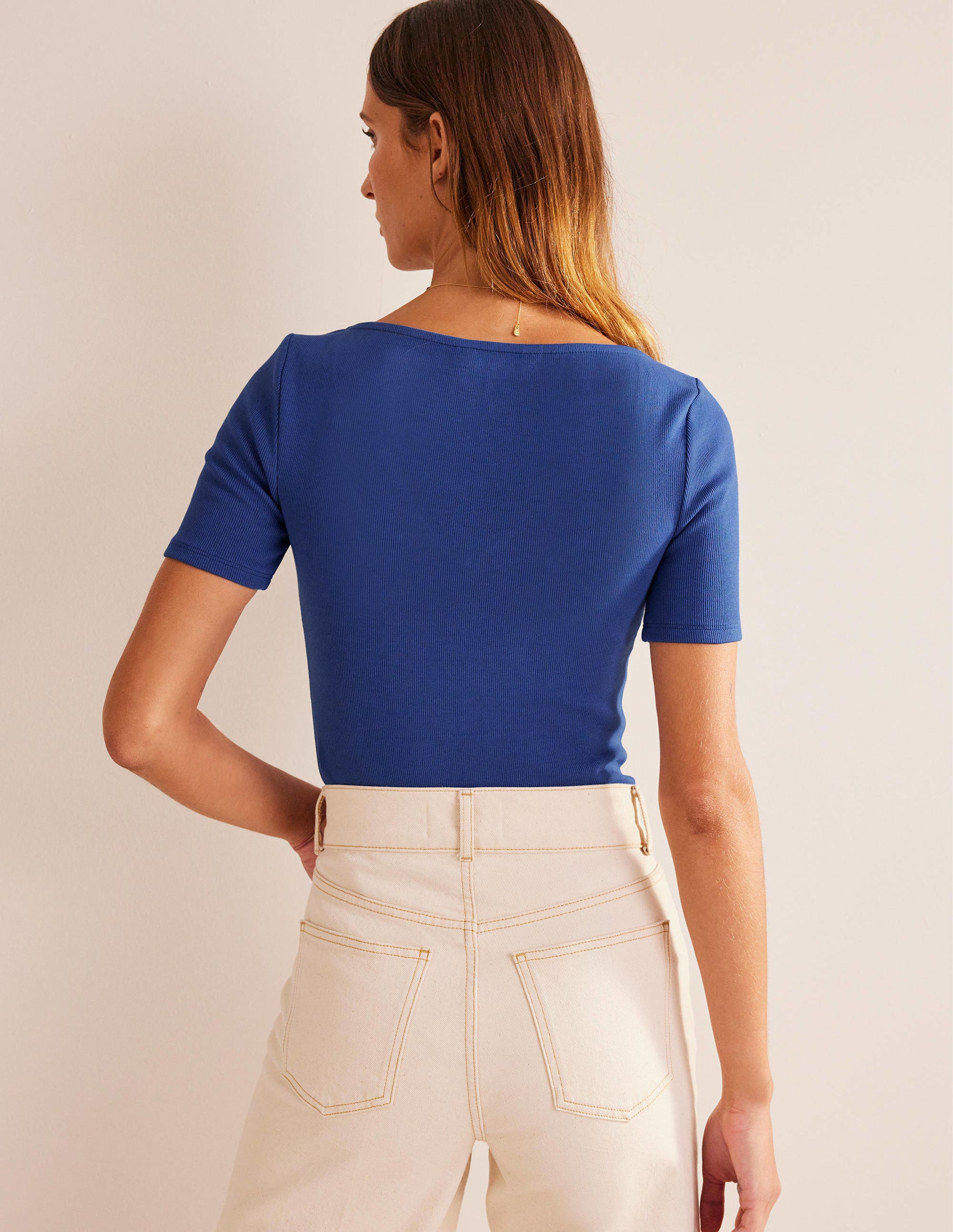 Ruched Front Rib T-shirt-Sapphire - Image 3