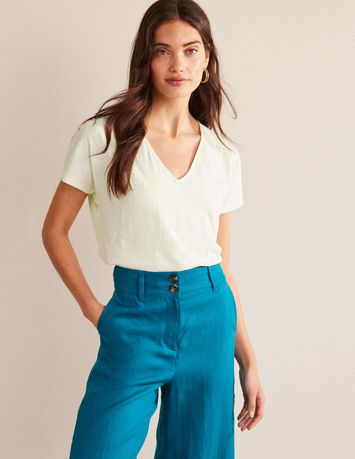 Tie Back Jersey Top-Ivory-4