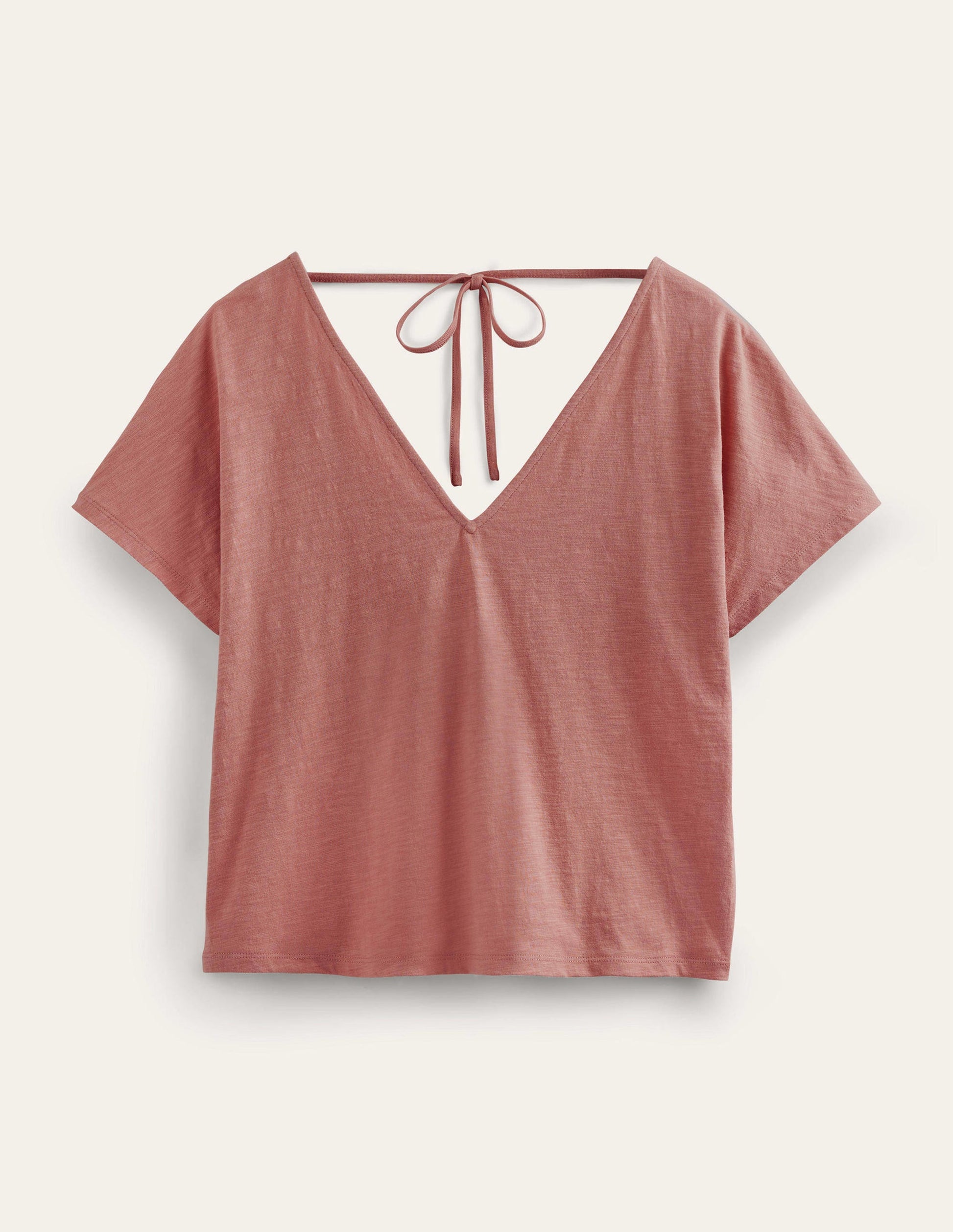 Tie Back Jersey Top-Rose Pink-5