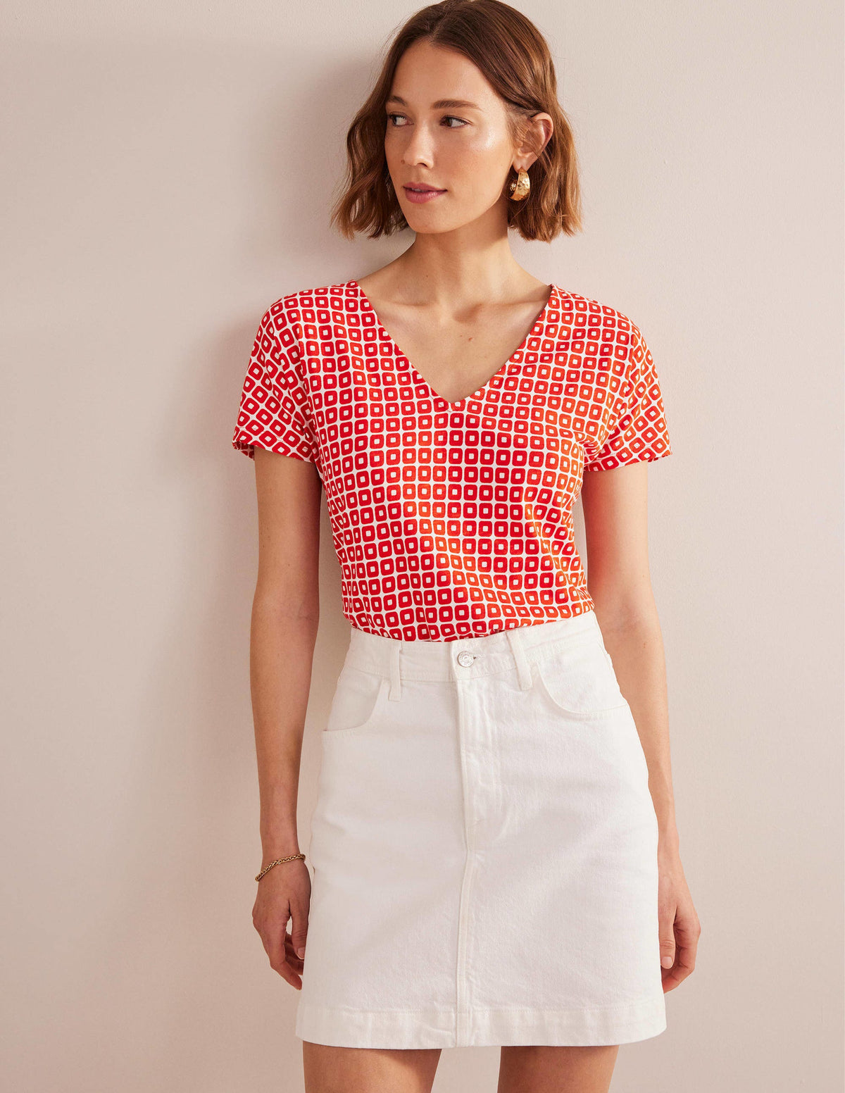 Tie Back Jersey Top-Vermillion Cube-1