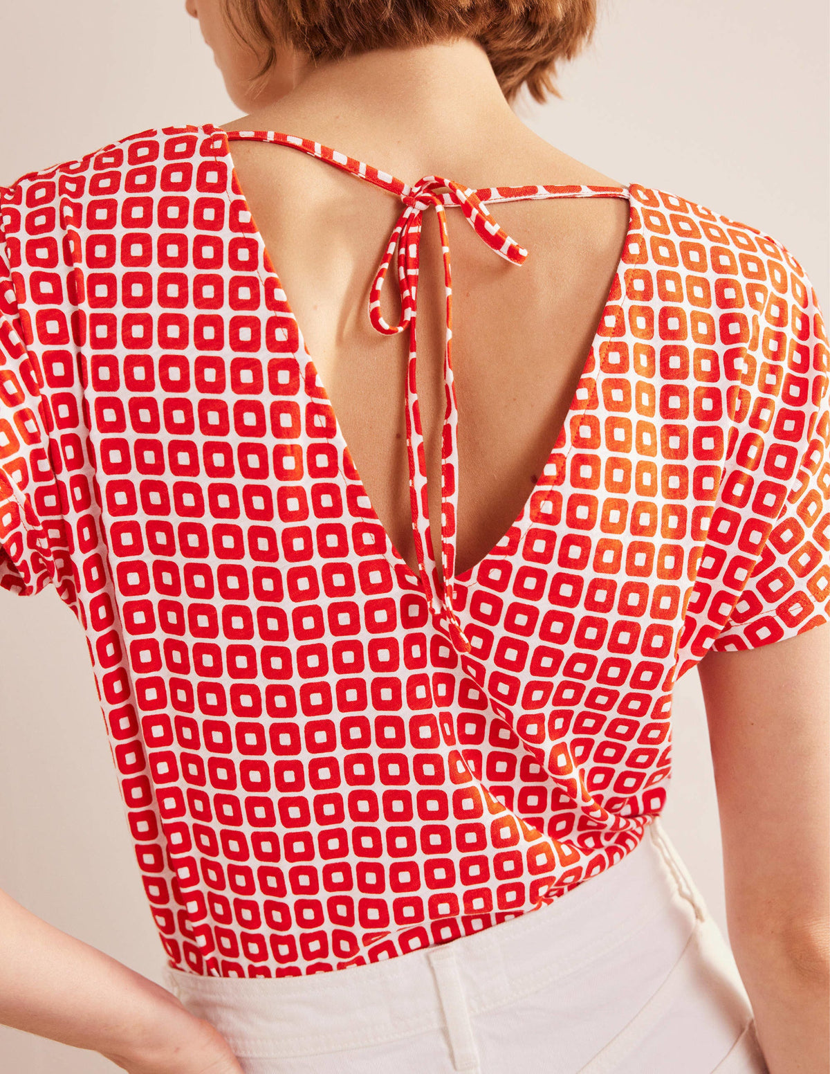 Tie Back Jersey Top-Vermillion Cube-2