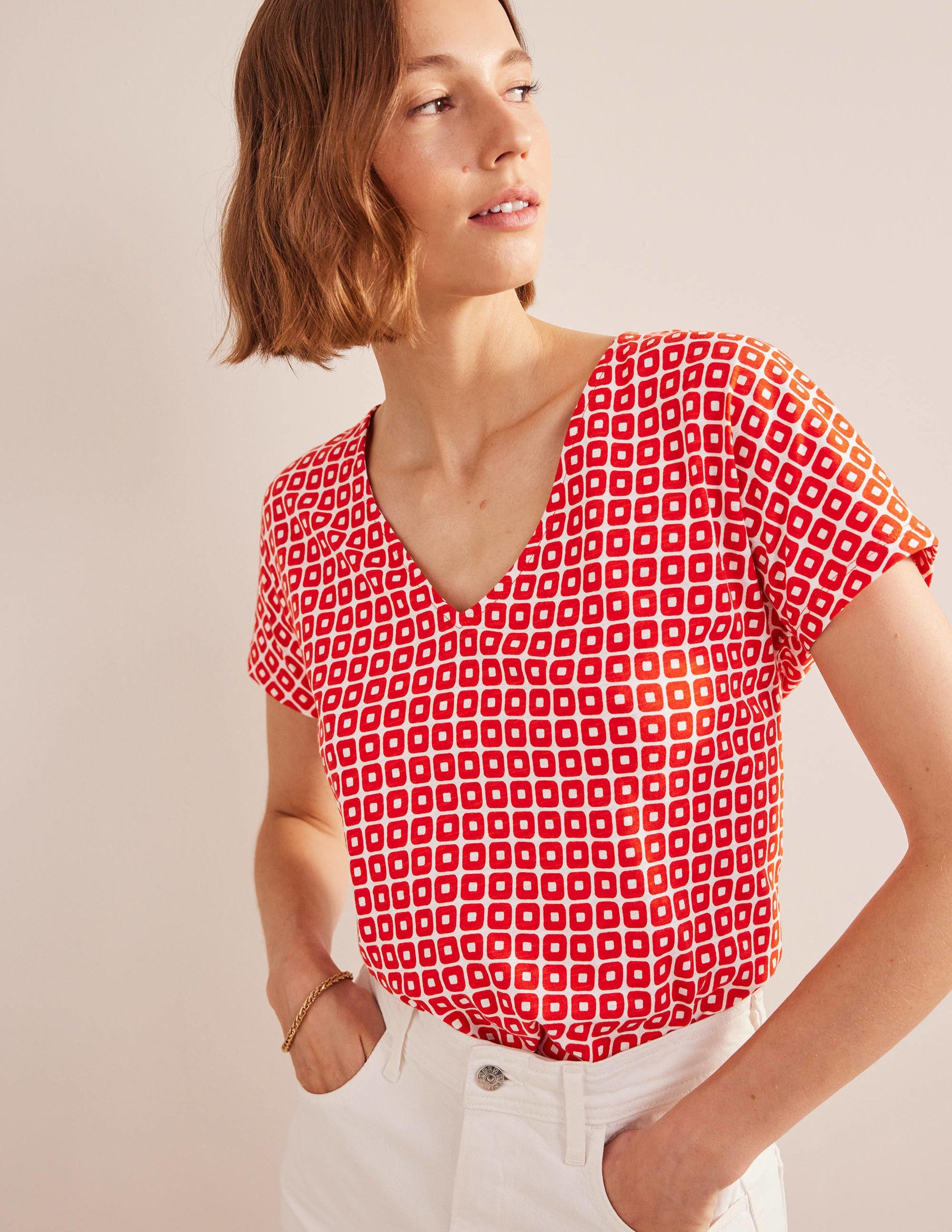 Tie Back Jersey Top-Vermillion Cube-4