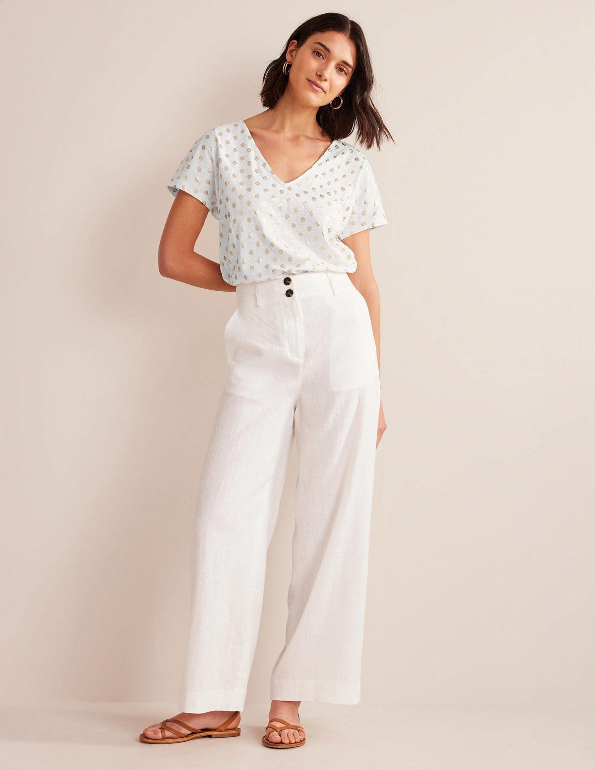 Tie Back Jersey Top-White, Tranquil Leaf-4