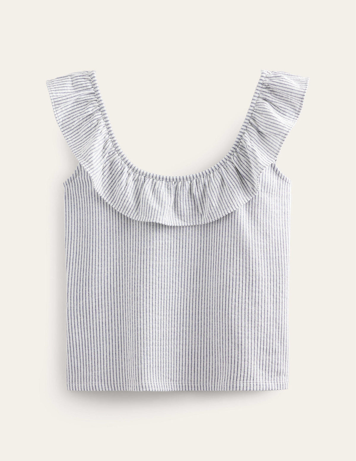 Seersucker Frill Stripe Top-Navy/White Stripe-5