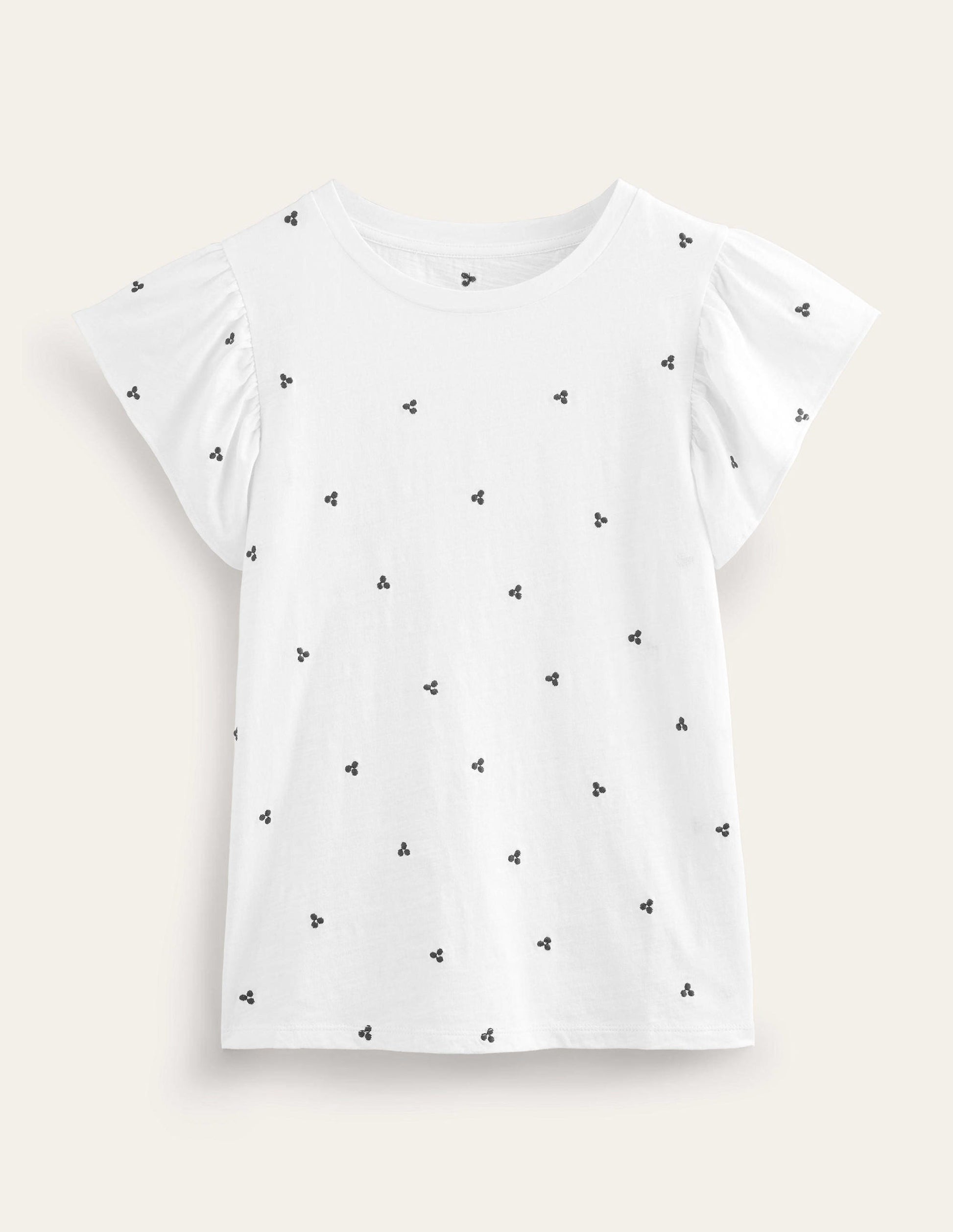 Embroidered Flutter Top-White, Blue Embroidery-5