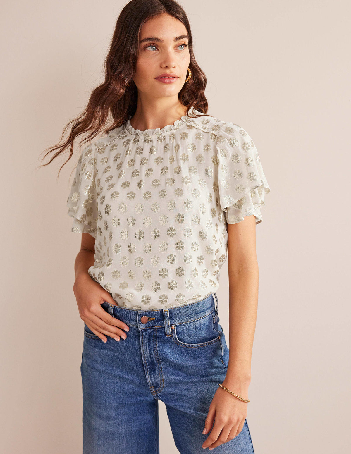 Multi Ruffle Top-Ivory-4