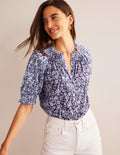 Isla Remix Top-Porcelain Blue, Pansy Bloom