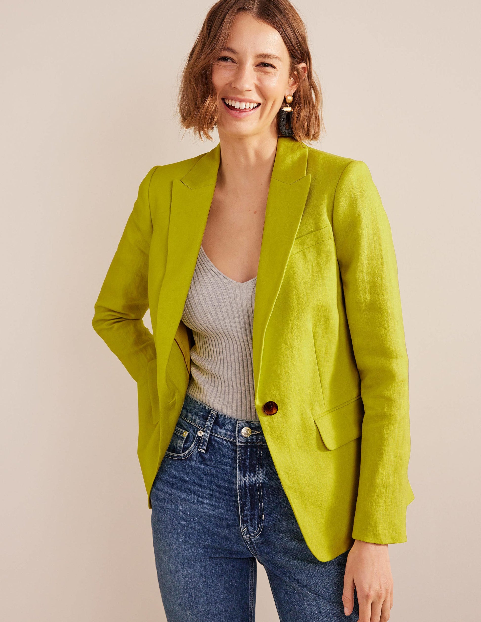 The Cambridge Linen Blazer-Citrus-1