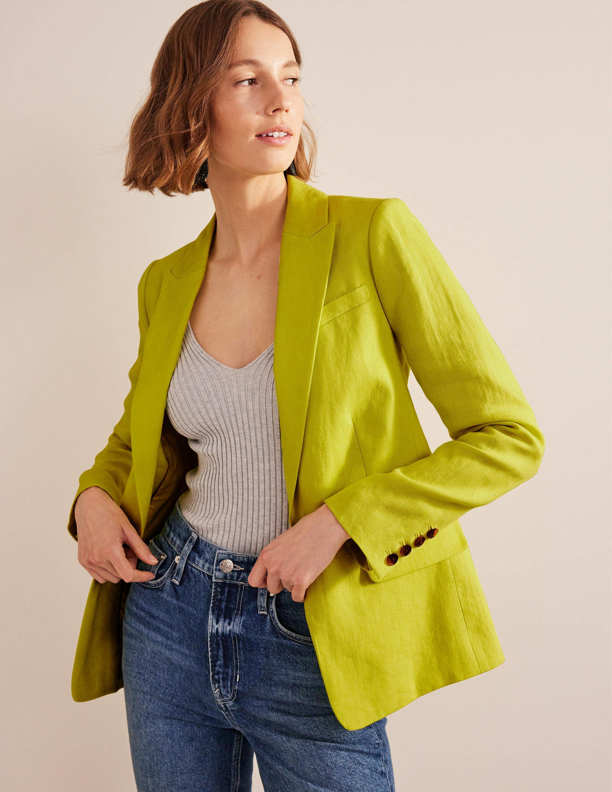 The Cambridge Linen Blazer-Citrus-5
