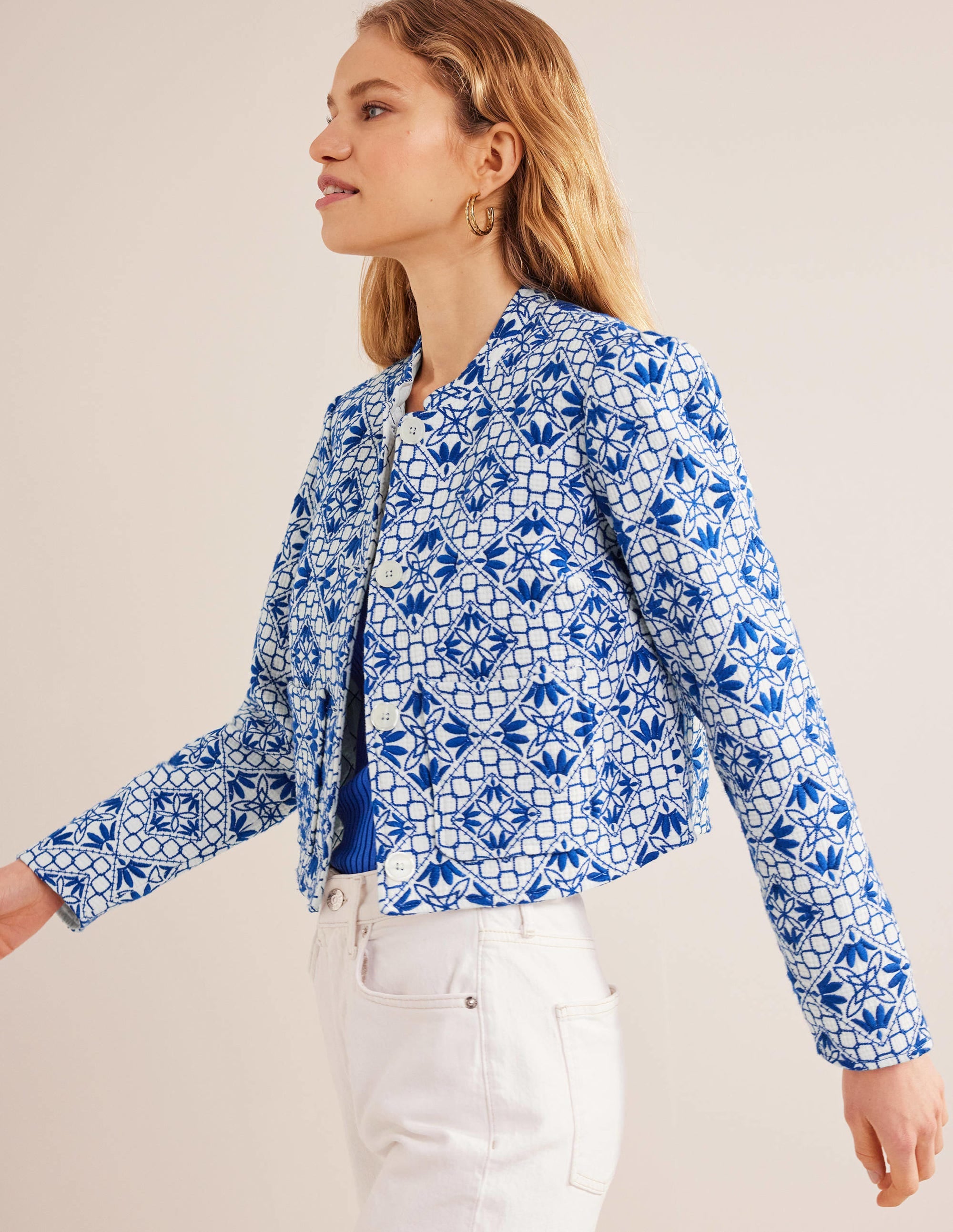 Embroidered Jacket-Blue Embroidered - Image 4