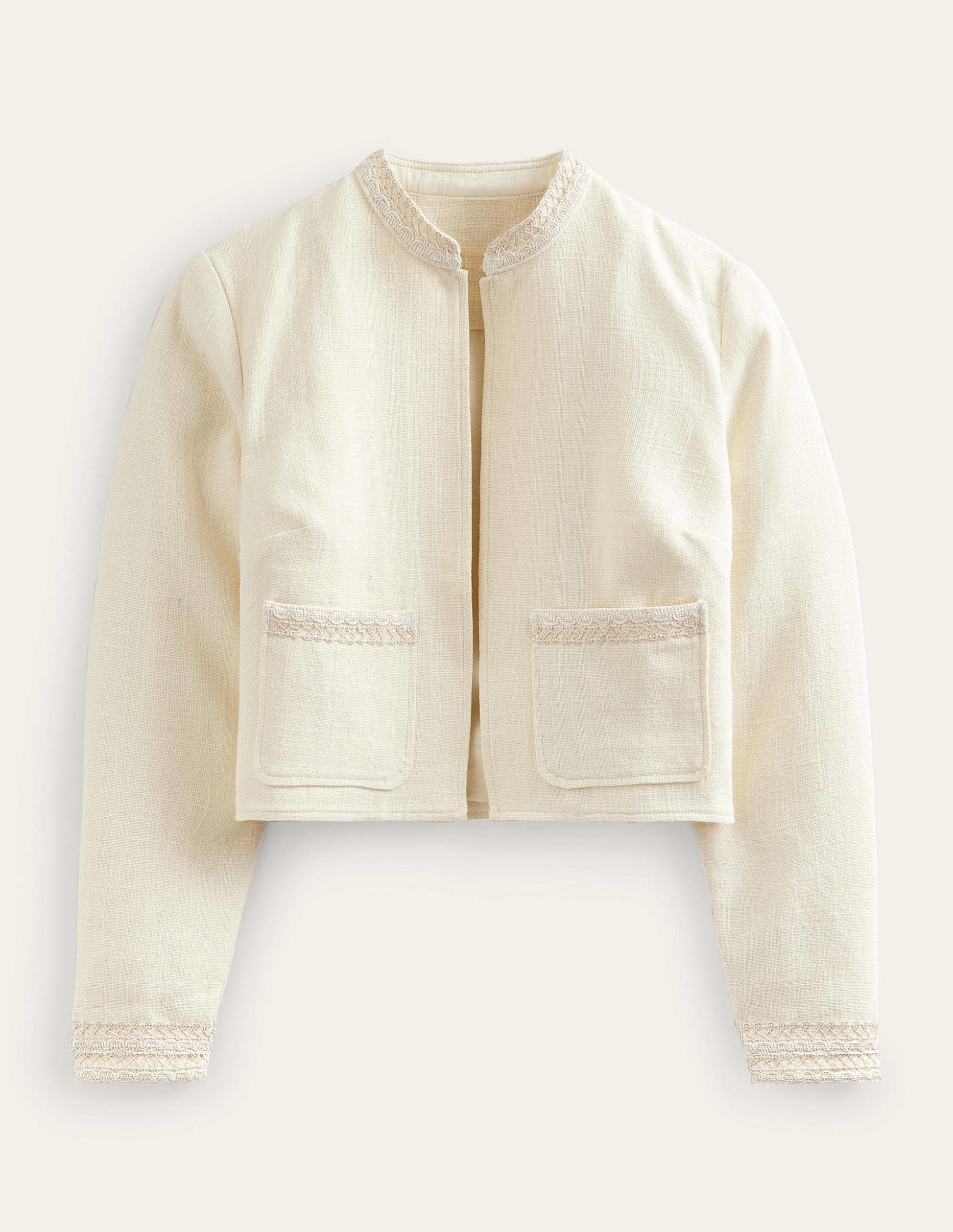 Cropped Cotton Jacket-IVORY-5