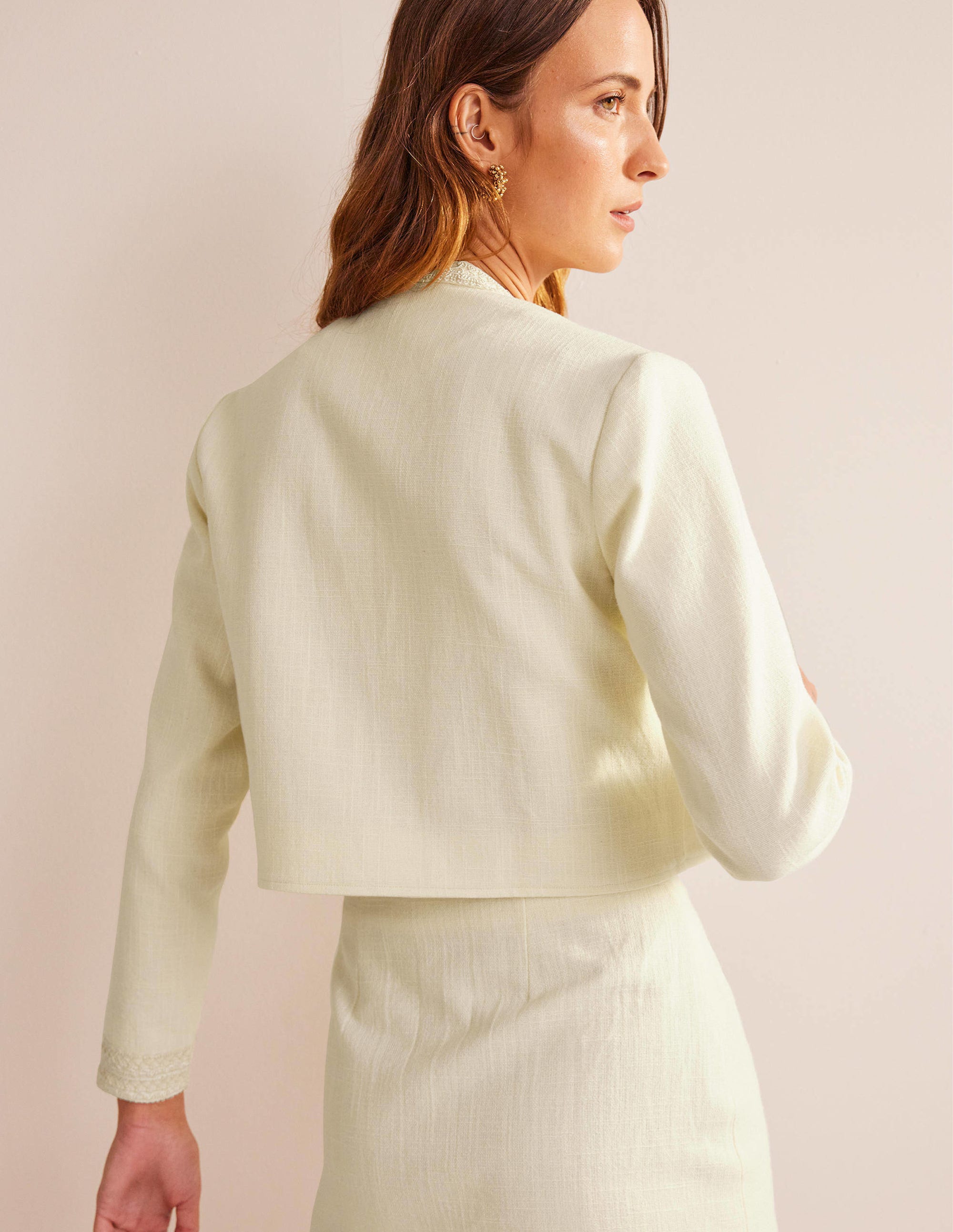 Cropped Cotton Jacket-IVORY - Image 3