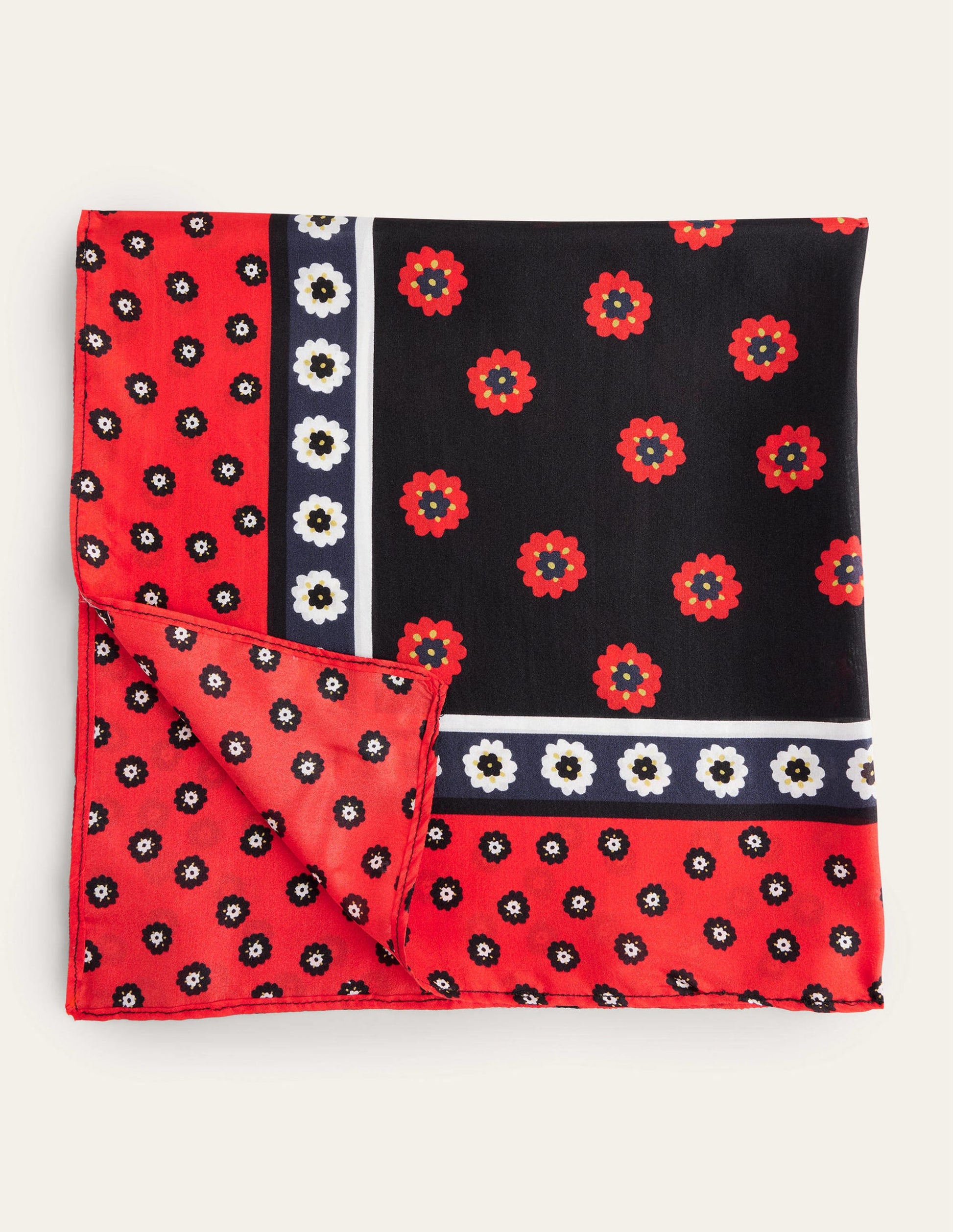 Silk Scarf-Black, Petunia Bud-2