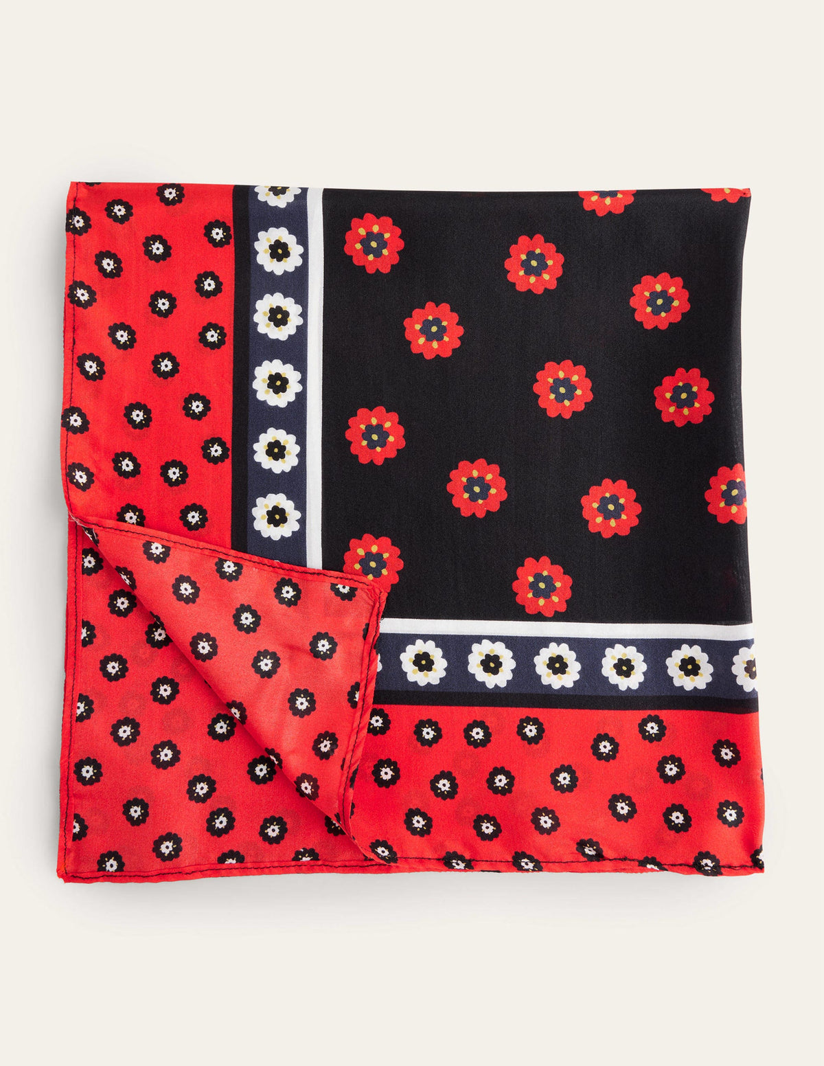 Silk Scarf-Black, Petunia Bud - Image 2