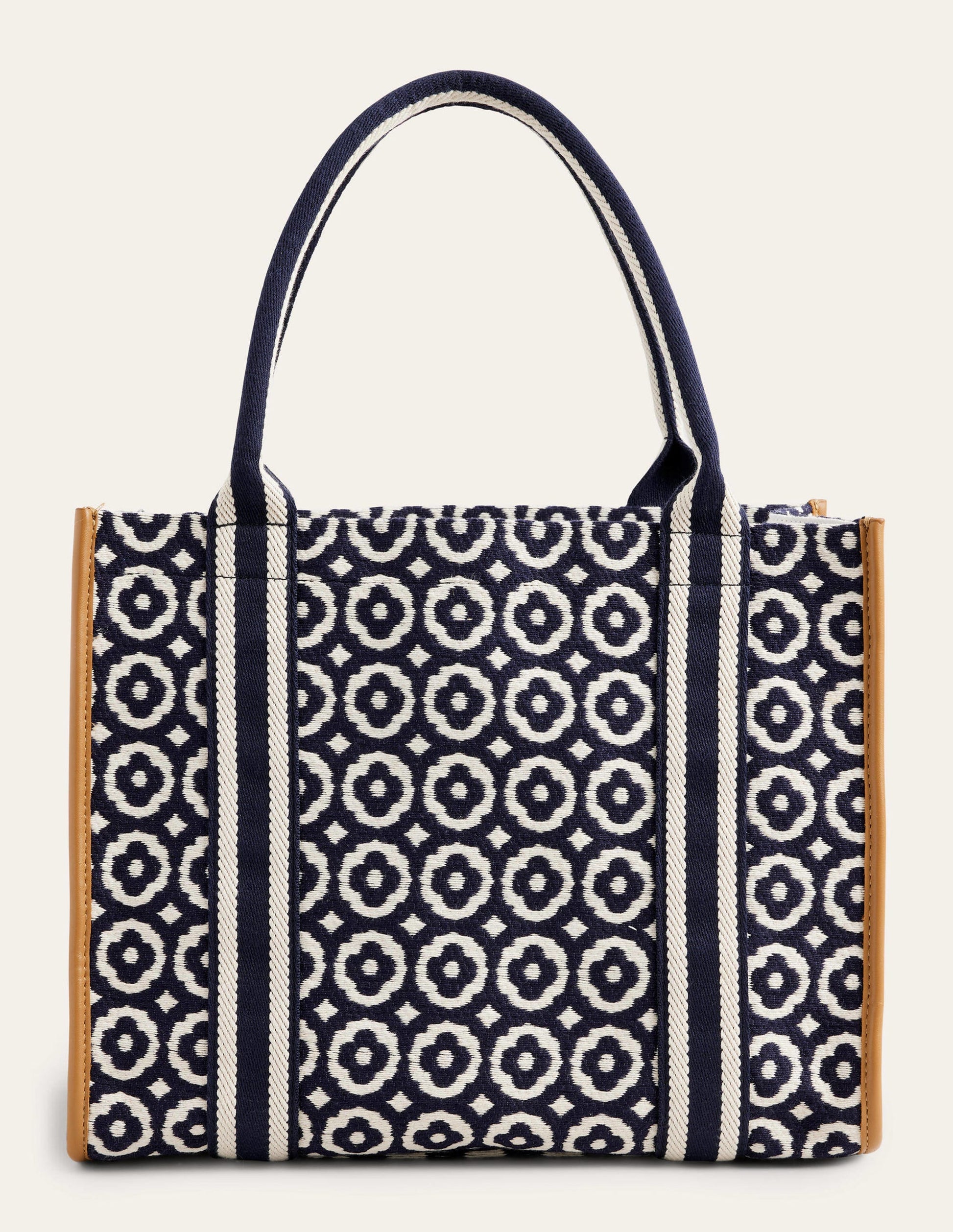 Tilda Canvas Tote Bag-Navy, Geo-1