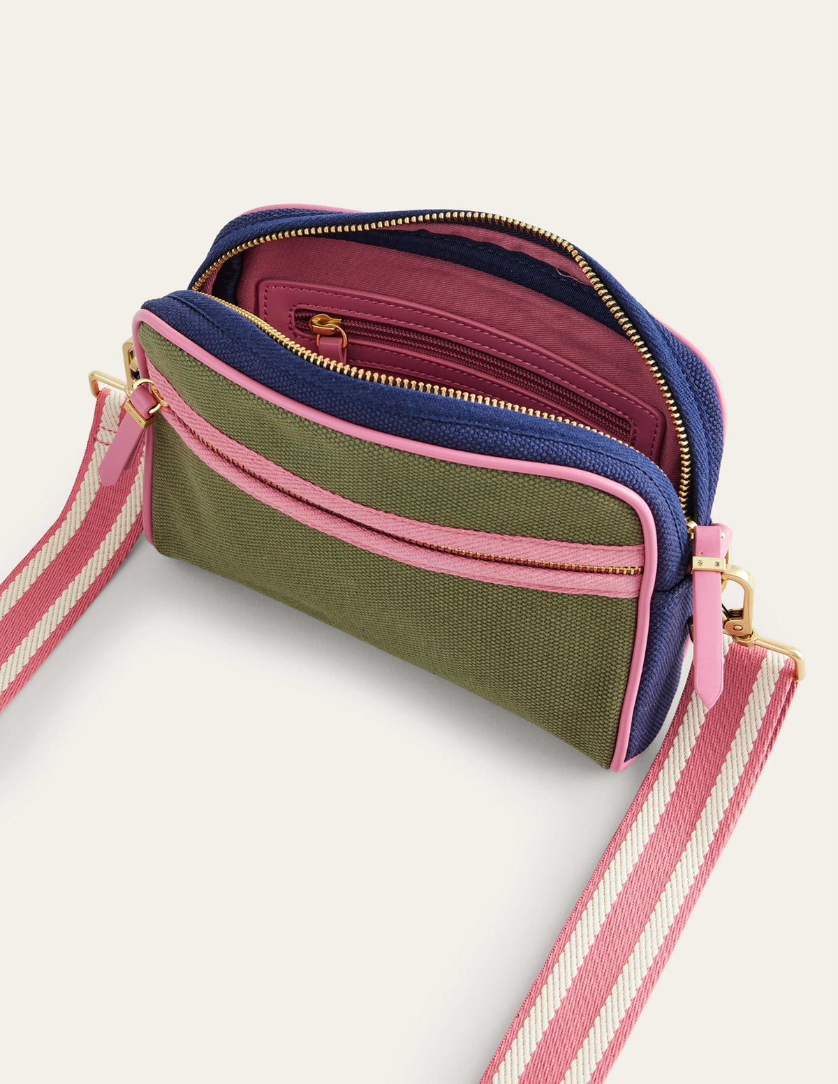 Canvas Cross-Body Bag-Colourblock - Image 3