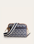 Canvas Cross-Body Bag-Navy, Geo