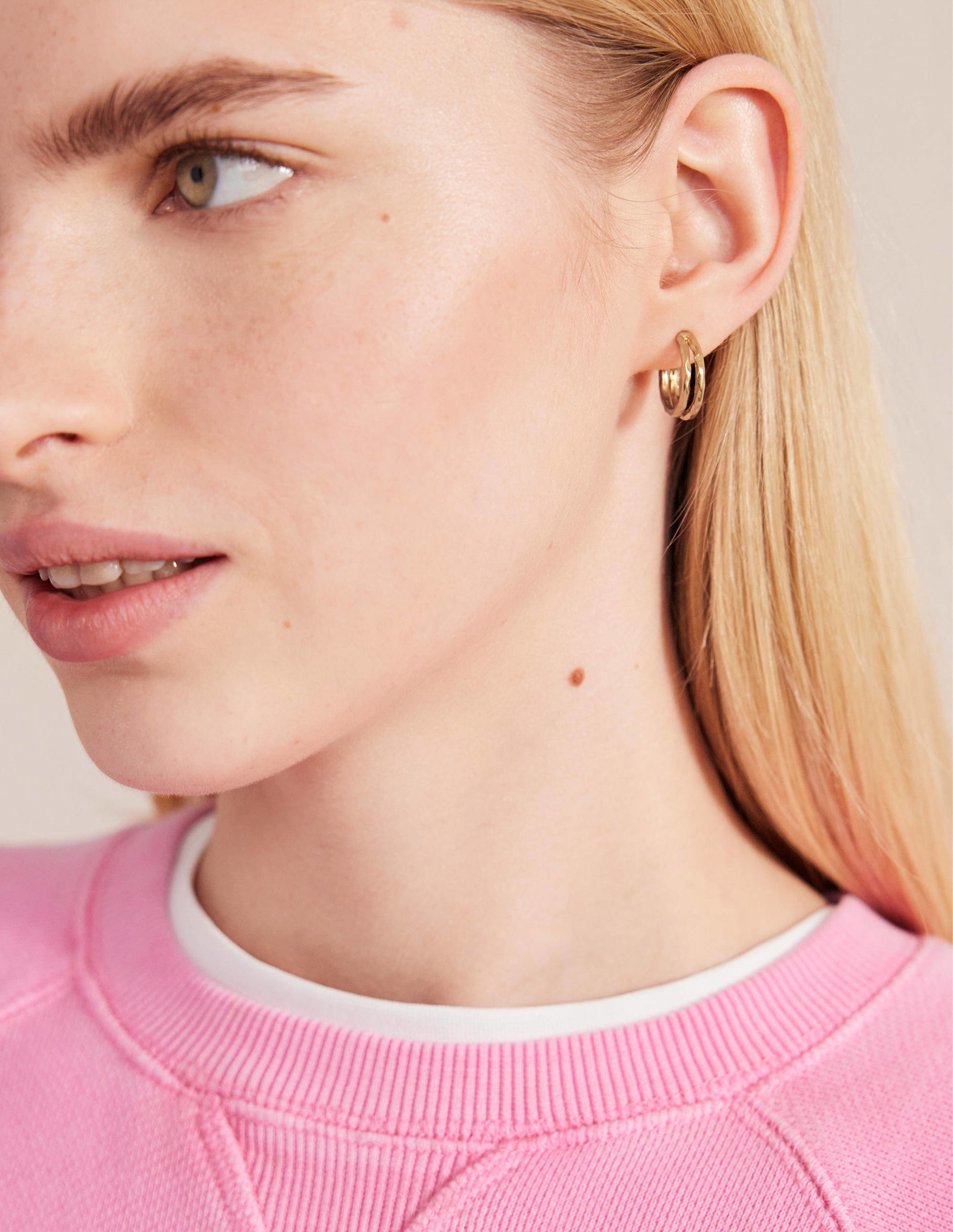 Small Double Hoop Earrings-Gold - Image 1