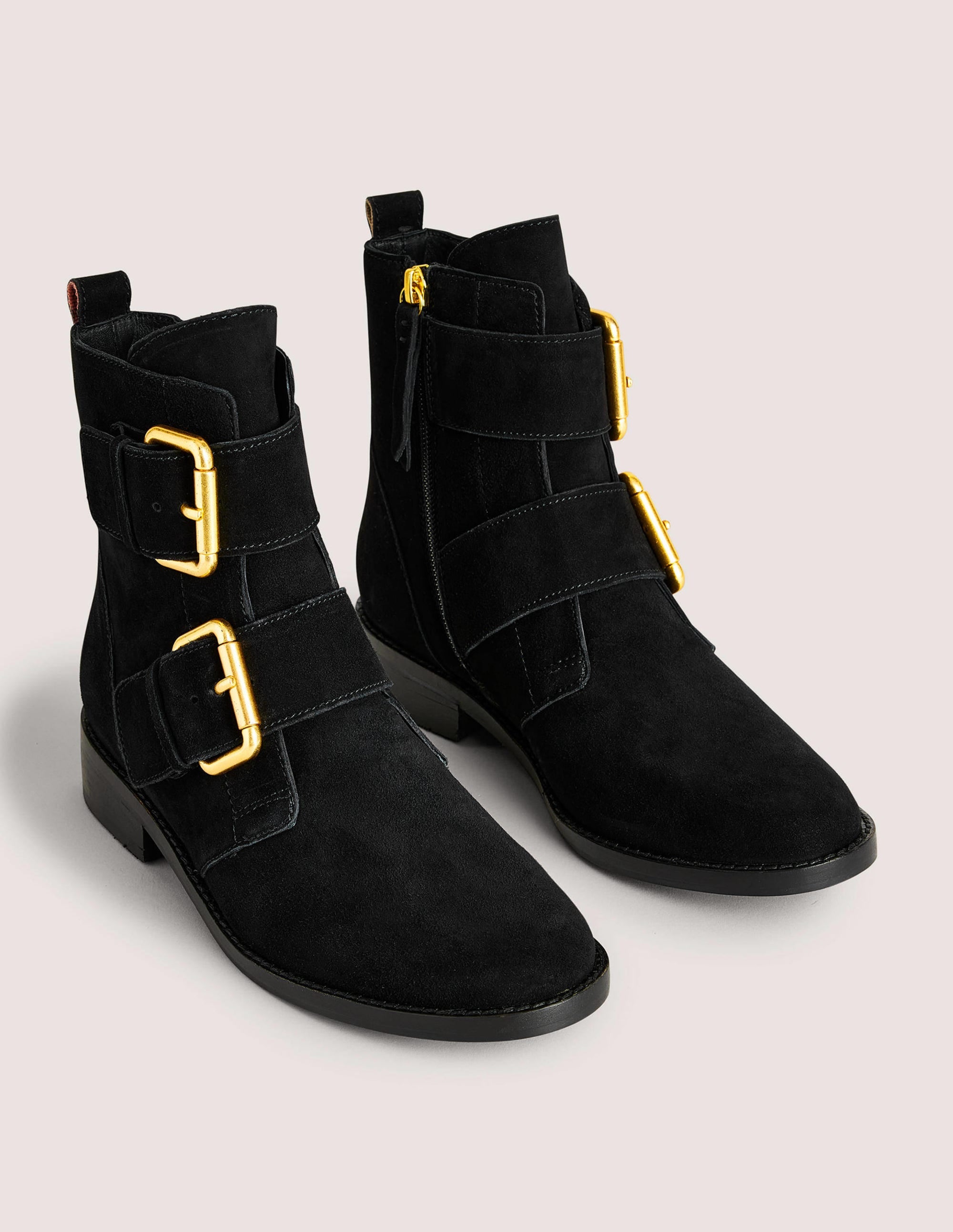 Double Buckle Ankle Boots-Black - Image 2