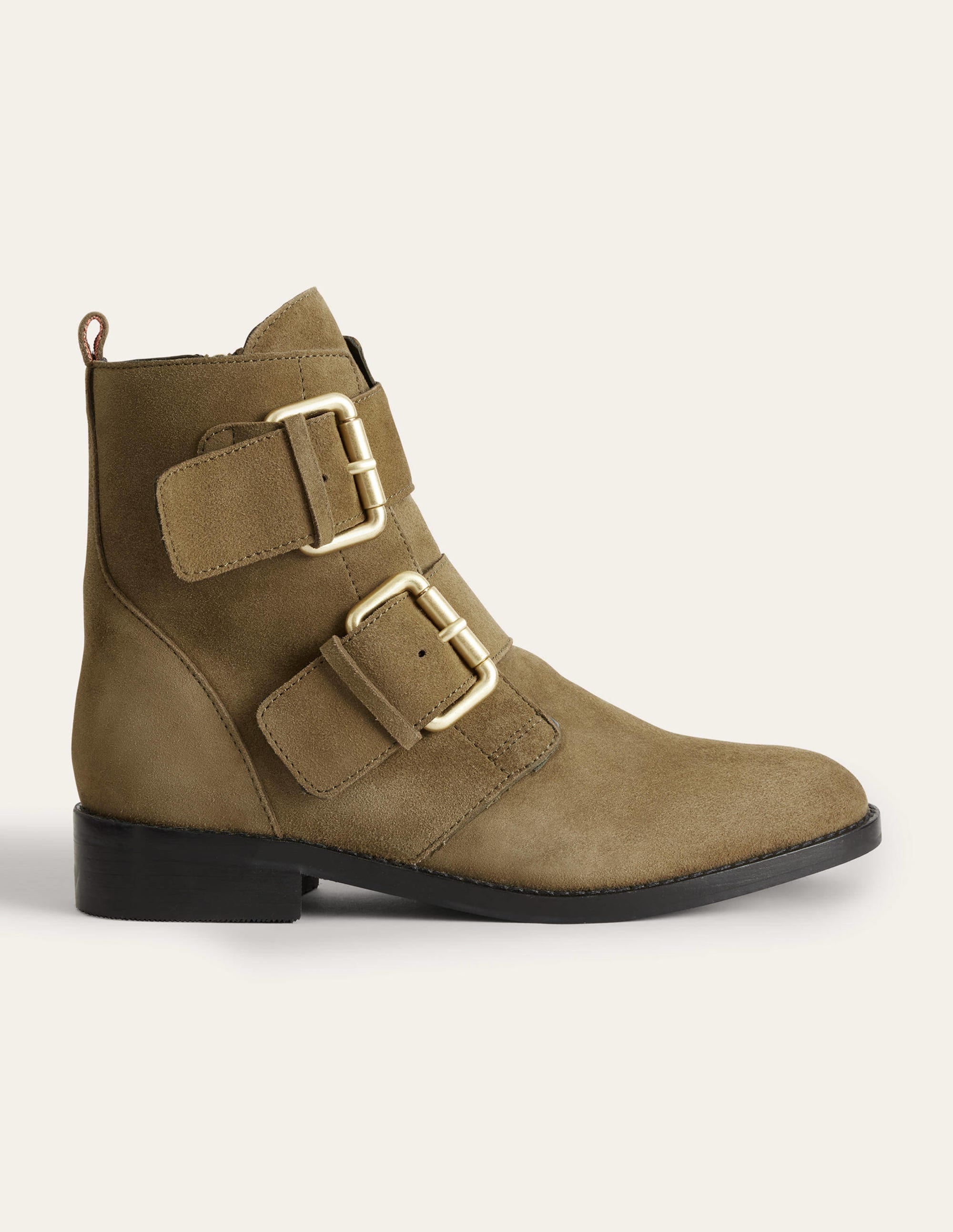 Double Buckle Ankle Boots-Deep Olive - Image 1