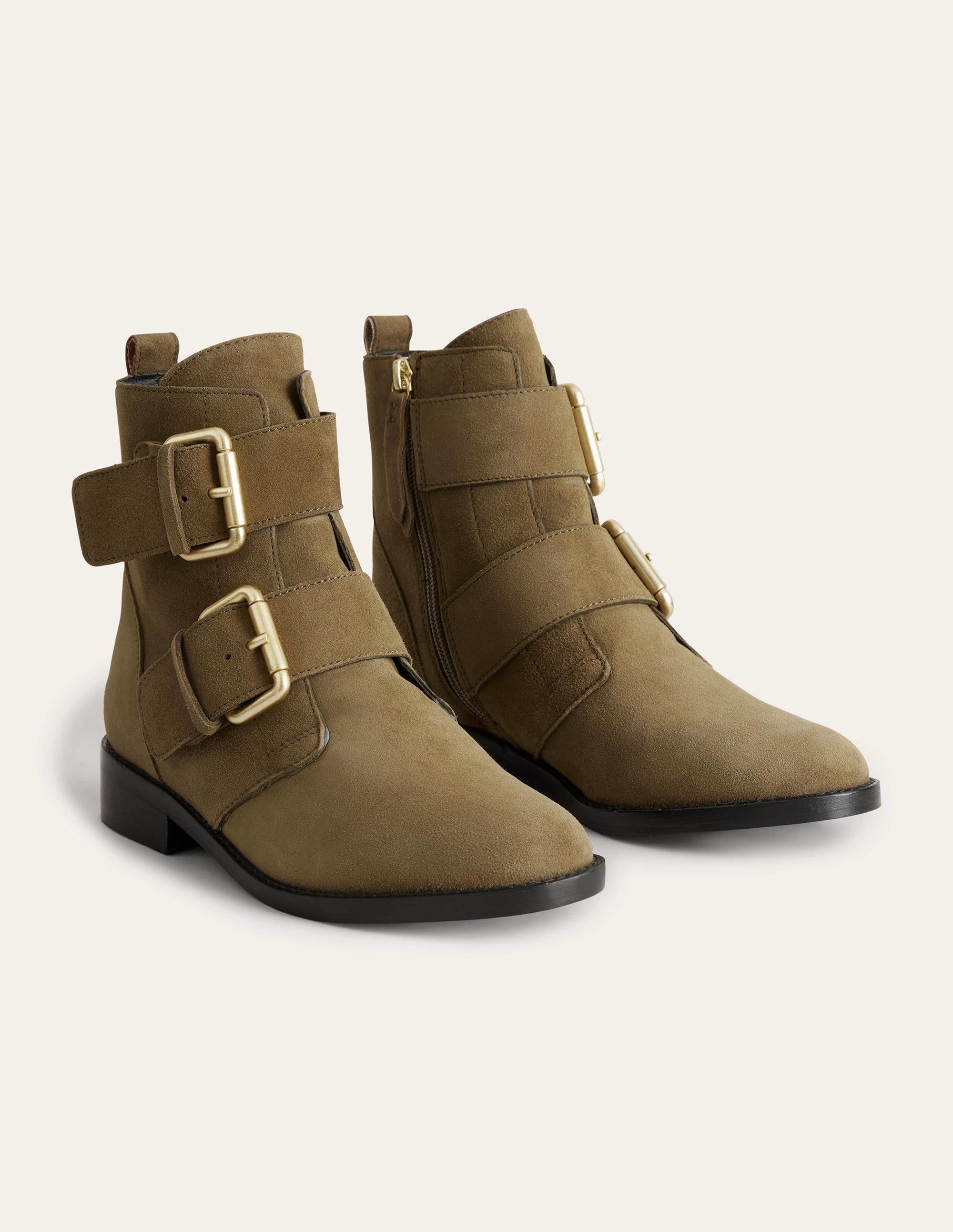Double Buckle Ankle Boots-Deep Olive - Image 2