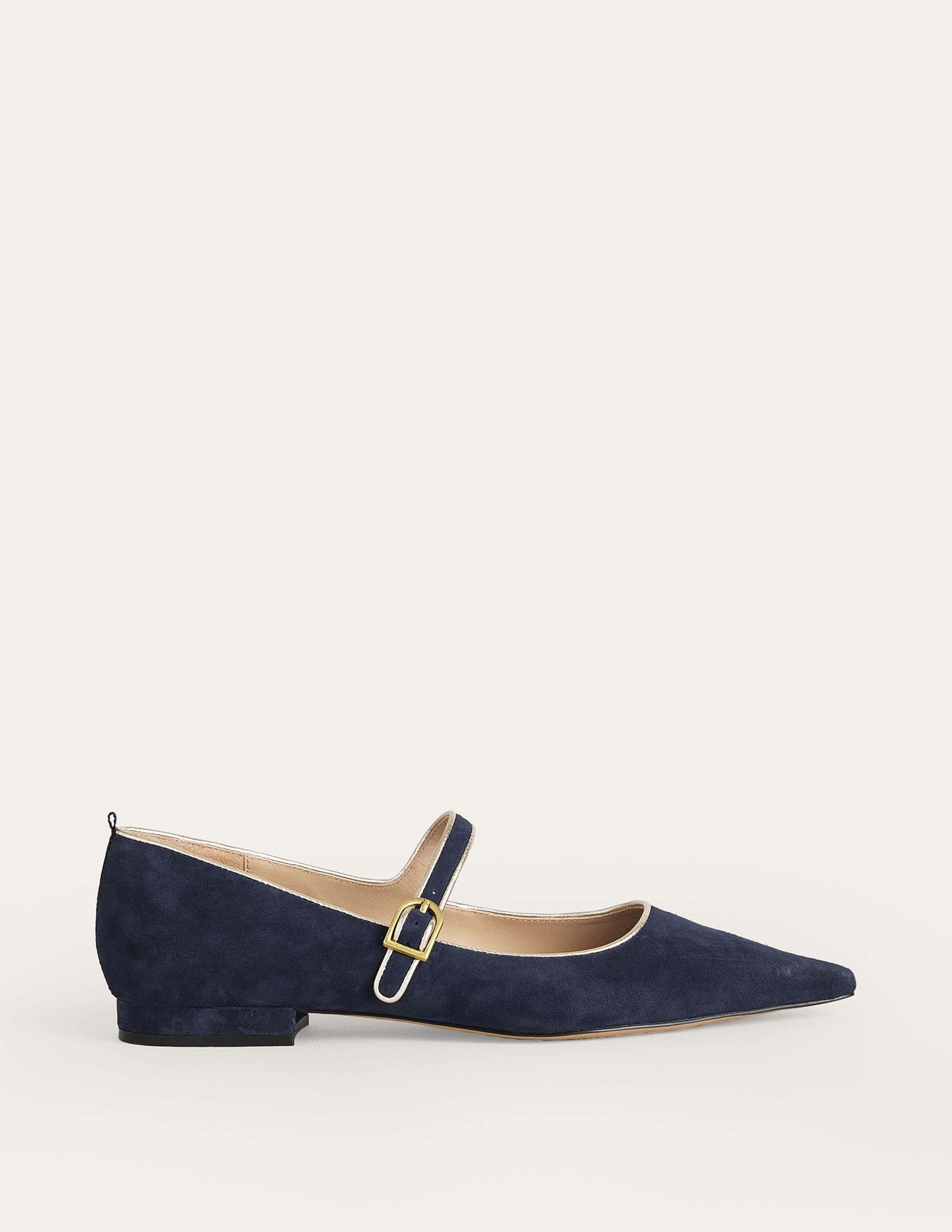 Pointed Toe Mary Jane Shoes-Navy - Image 1