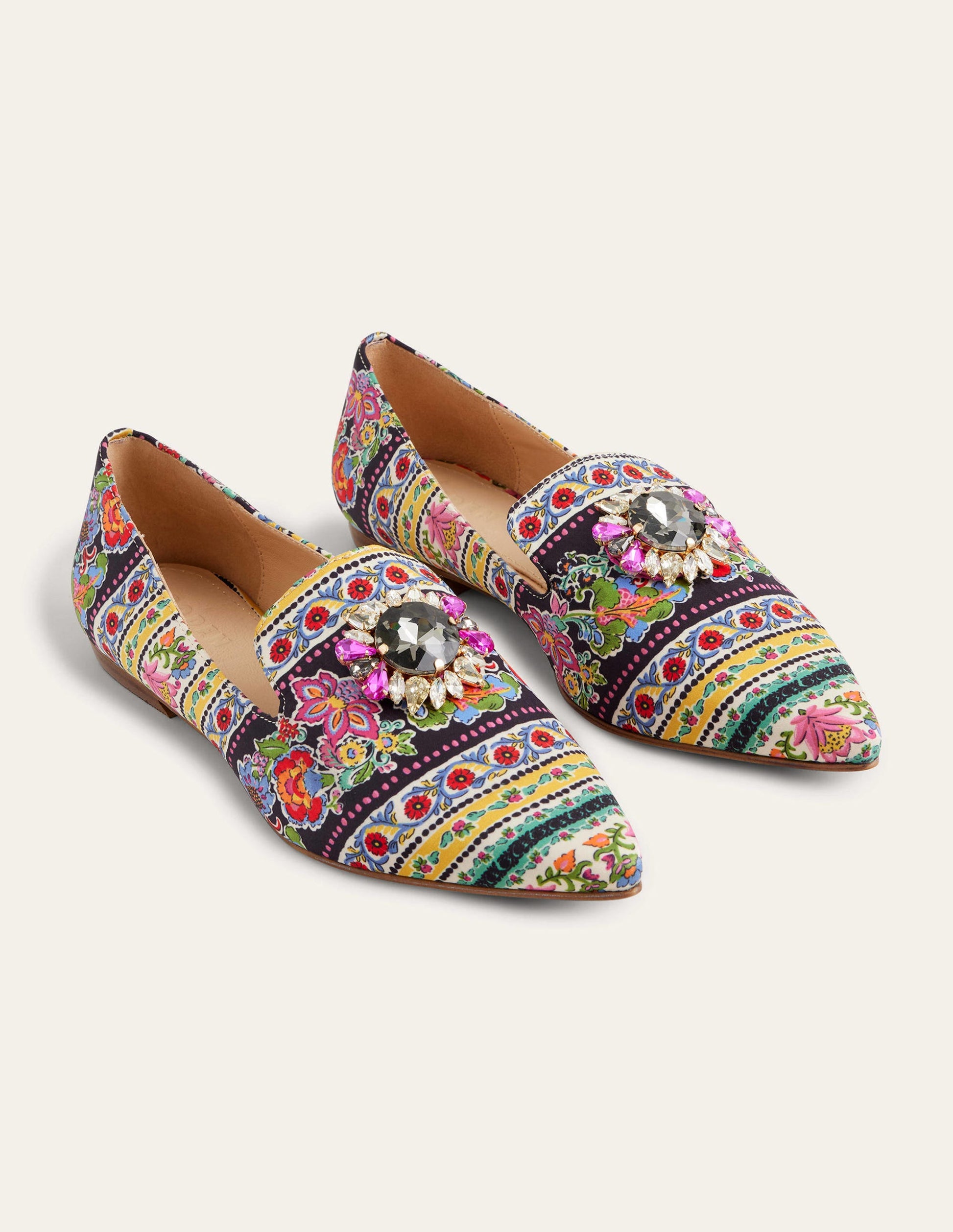 Printed Embellished Loafers-Carnation Bloom-2