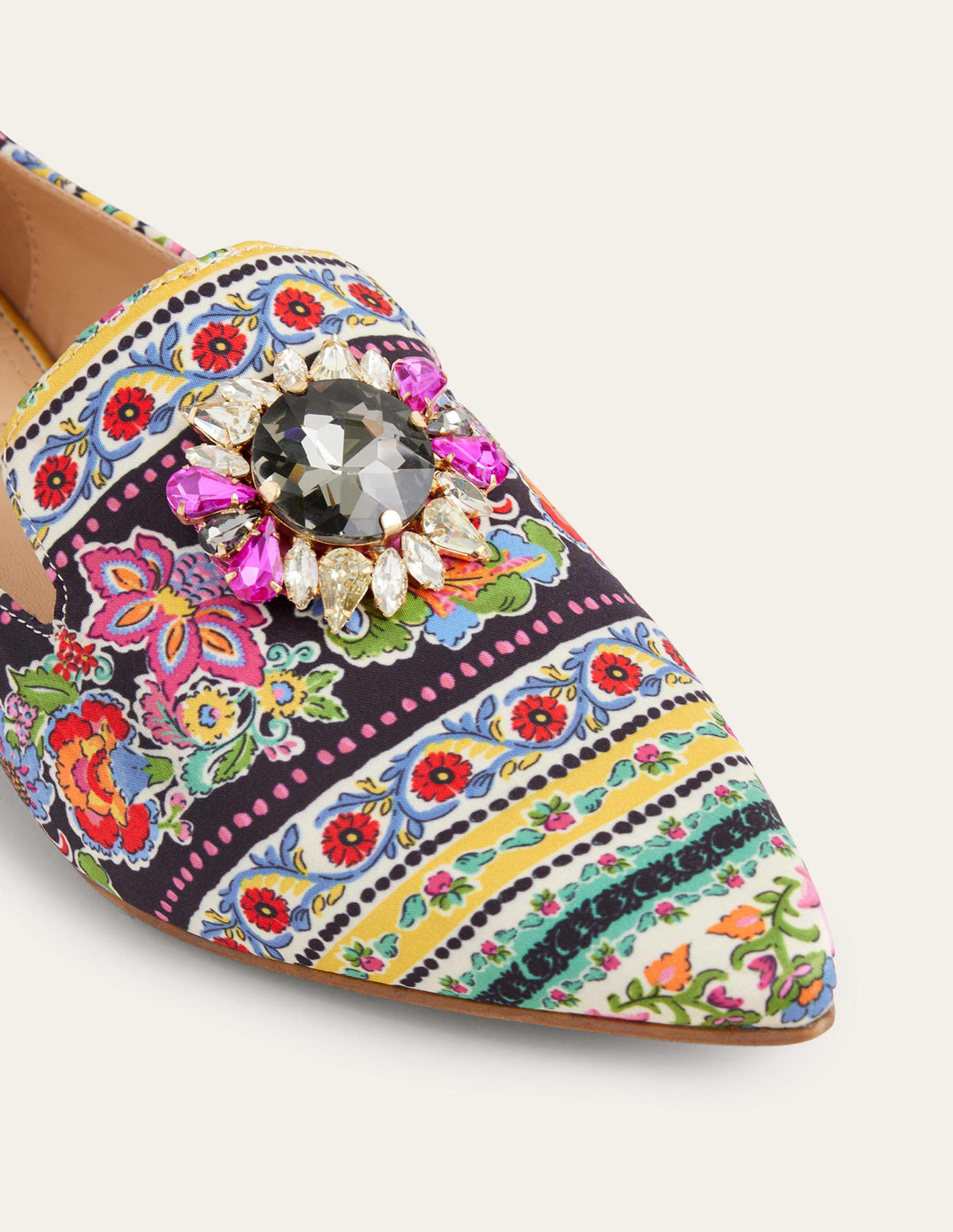 Printed Embellished Loafers-Carnation Bloom-3