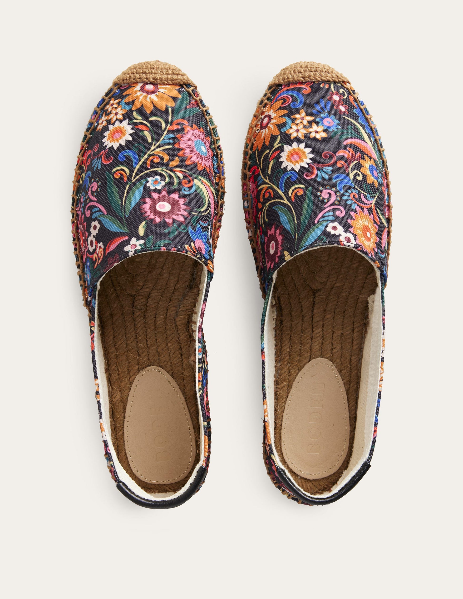 Classic Flat Espadrilles-Black, Gardenia Pop-4